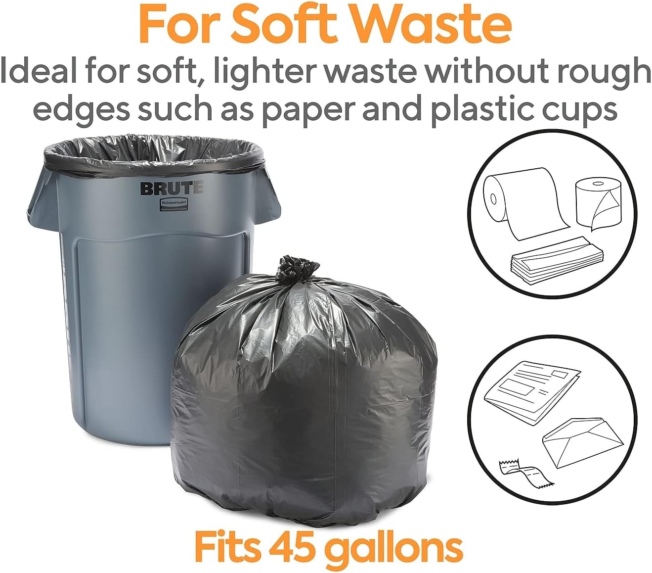 image:image4045 Gallon Trash Bag 40 x 48 High Density 22 mic Black 150 BagsBox