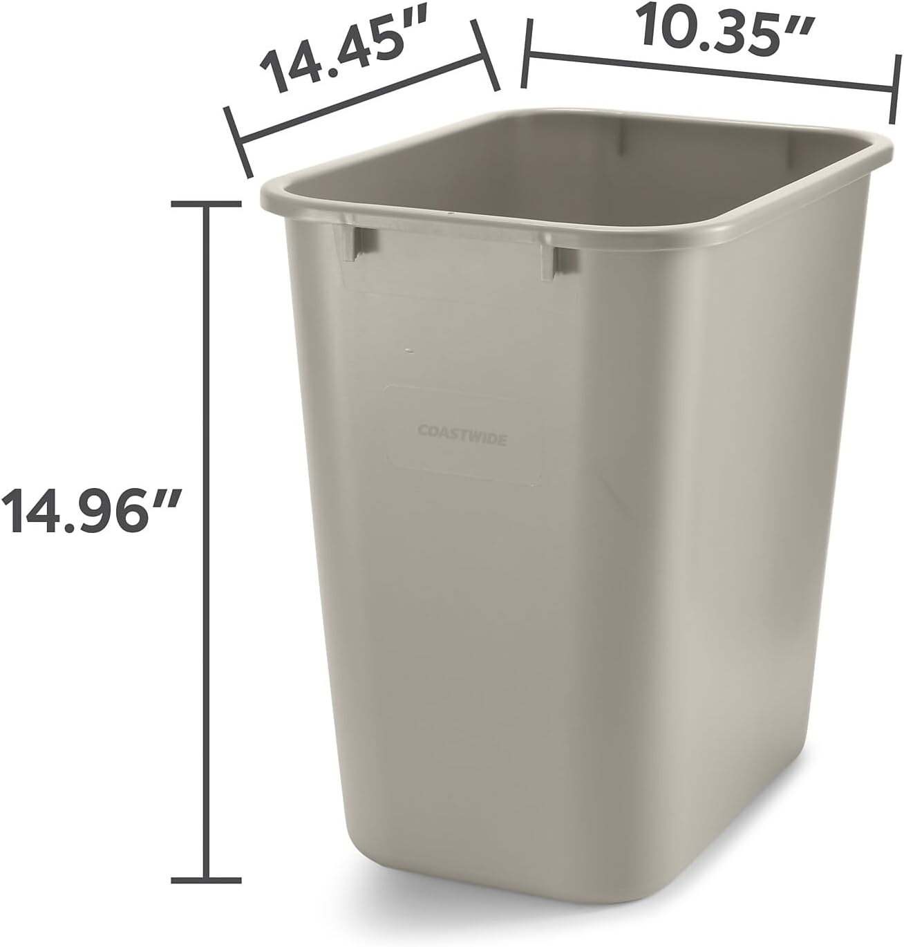 image:imageCOASTWIDE Professional Indoor Trash Can Without Lid Black Soft Molded Plastic 7 Gallon CW56429Beige