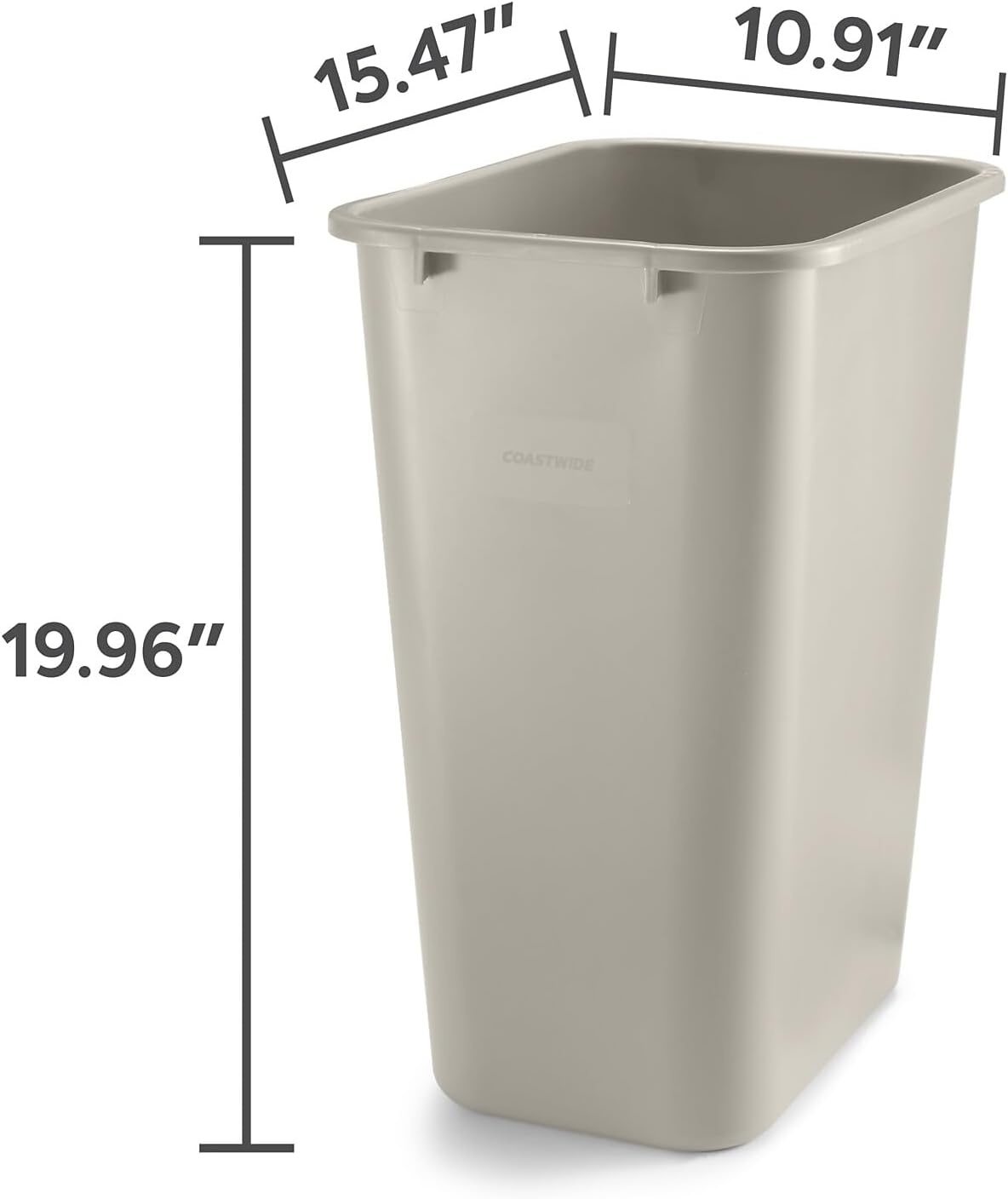 image:imageCOASTWIDE Professional Indoor Trash Can Without Lid Black Soft Molded Plastic 7 Gallon CW56429Beige