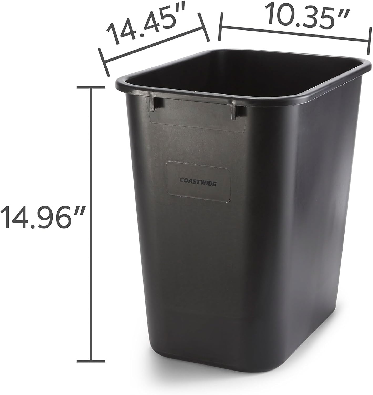 image:imageCOASTWIDE Professional Indoor Trash Can Without Lid Black Soft Molded Plastic 7 Gallon CW56429Black