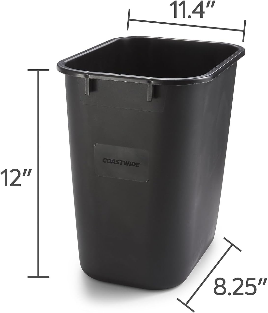 image:imageCOASTWIDE Professional Indoor Trash Can Without Lid Black Soft Molded Plastic 7 Gallon CW56429Black