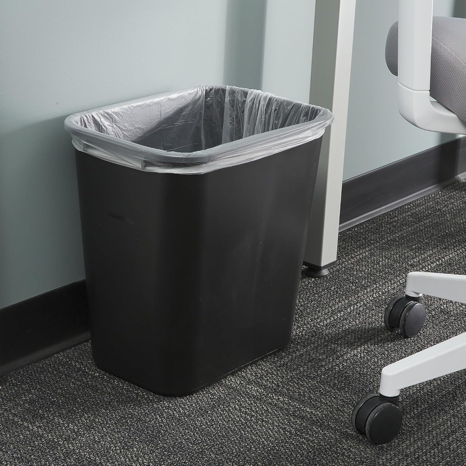image:imageCOASTWIDE Professional Indoor Trash Can Without Lid Black Soft Molded Plastic 7 Gallon CW56429Black