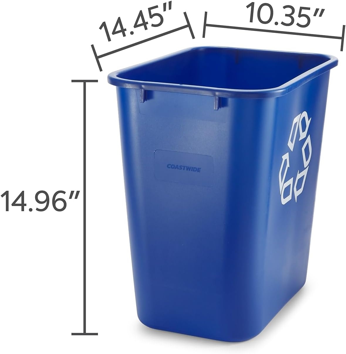 image:imageCOASTWIDE Professional Indoor Trash Can Without Lid Black Soft Molded Plastic 7 Gallon CW56429Blue