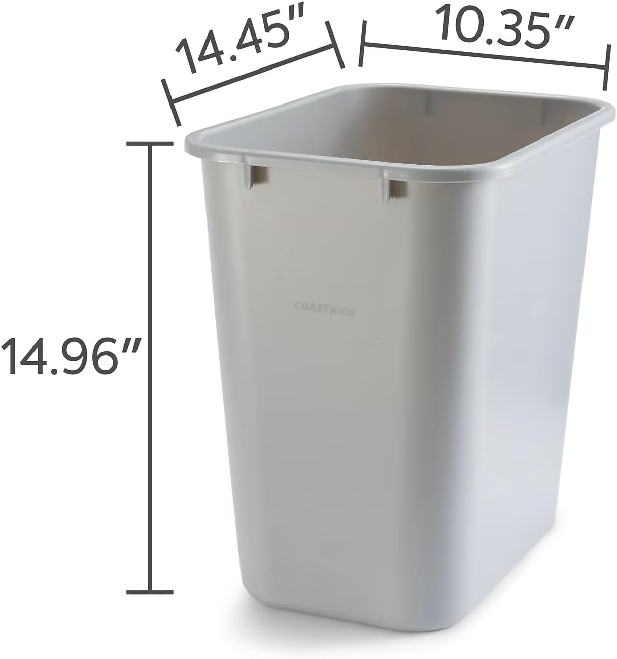 image:imageCOASTWIDE Professional Indoor Trash Can Without Lid Black Soft Molded Plastic 7 Gallon CW56429Gray