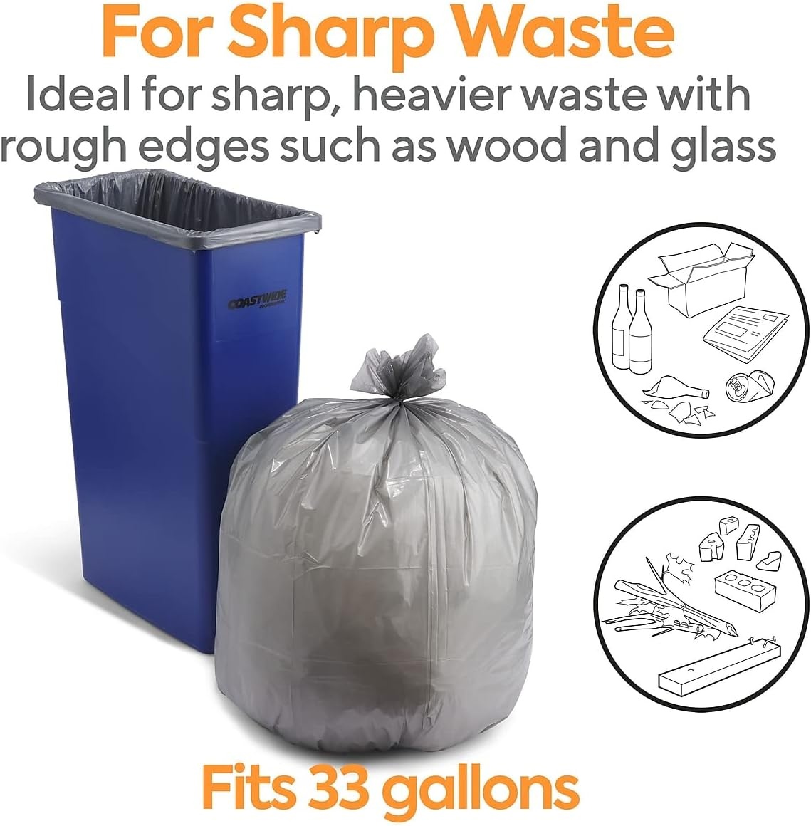 image:imageCoastwide Professional 3033 Gallon Trash Bag 33 x 40 Low Density 15 mil Silver 100 BagsBox