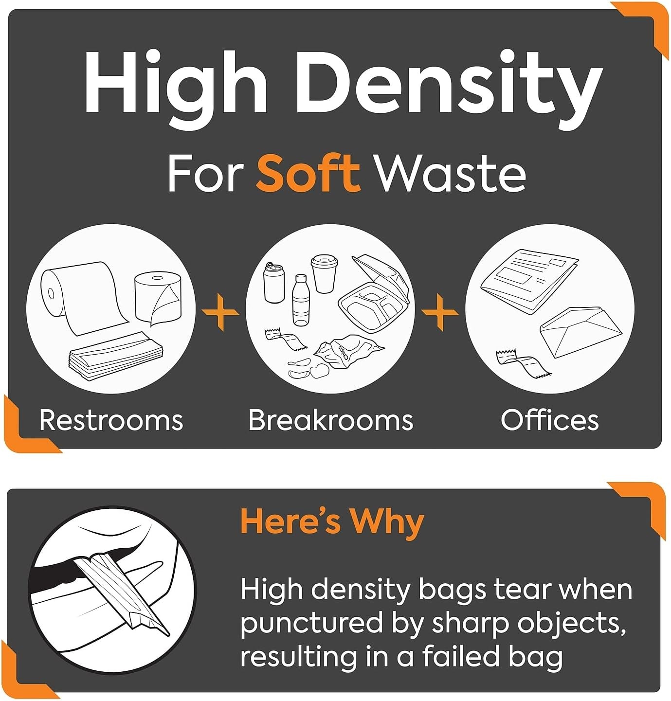 image:imageCoastwide Professional AccuFit 16 Gallon Trash Bag 24 x 33 High Density 6 mic Natural 1000 BagsBox
