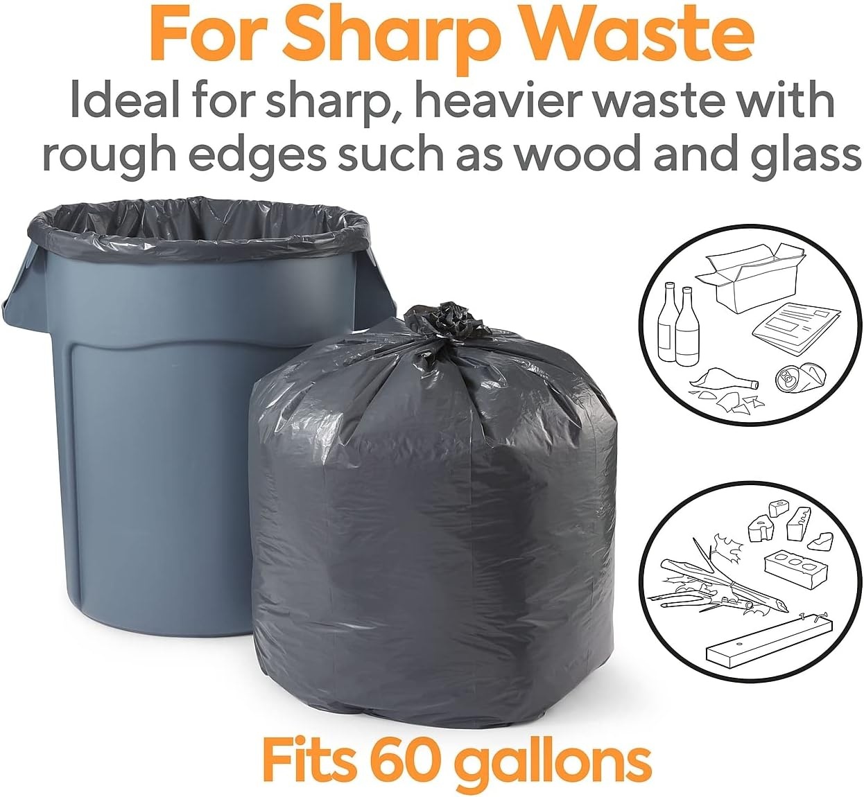image:imageCoastwide Professional Black Trash Bags 5560 Gal Reprocessed Resin 13 Mil 38Inch x 58Inch 100 Ct