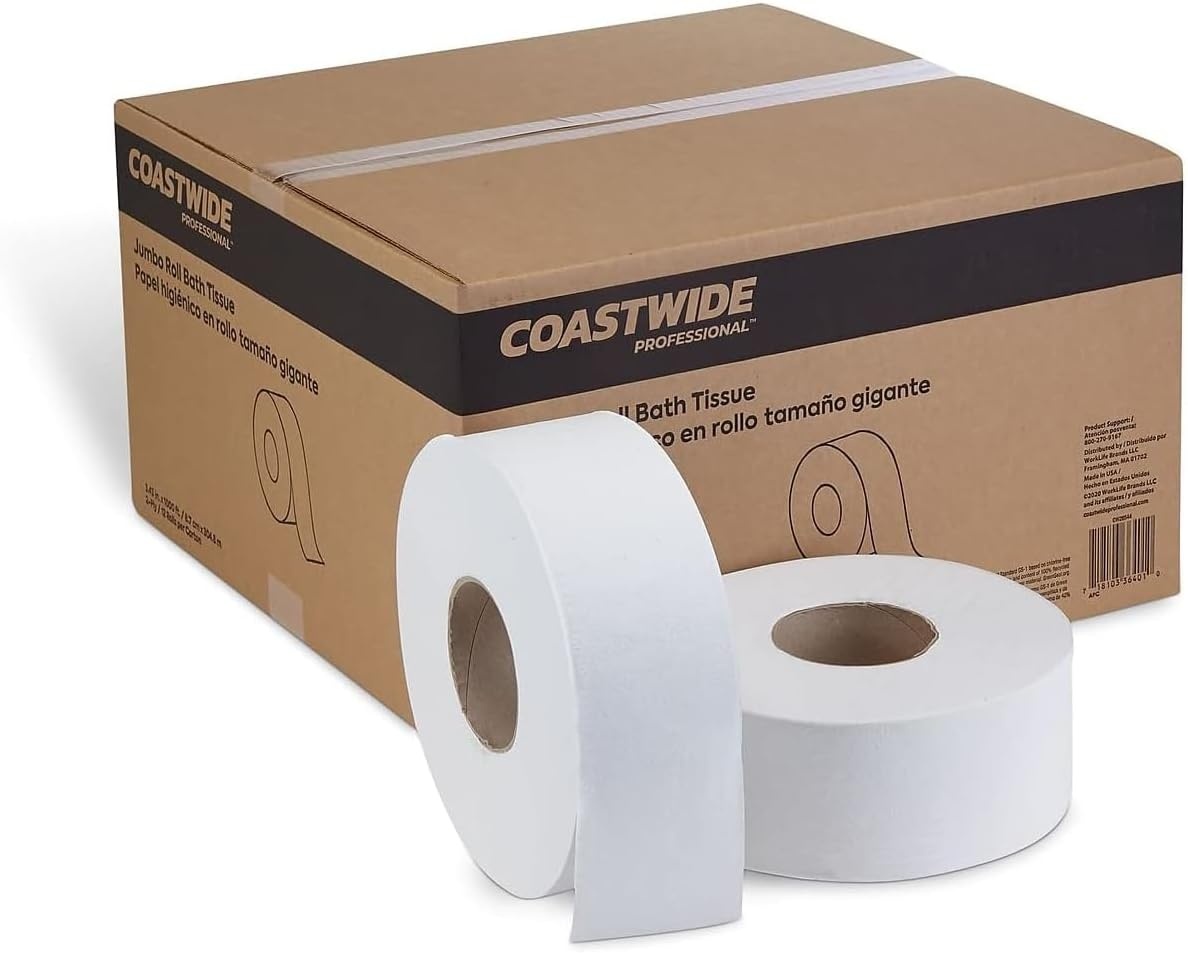 image:imageCoastwide Professional Jumbo Toilet Paper 1ply White 2000 ftRoll 12 RollsCarton12 Count Pack of 1