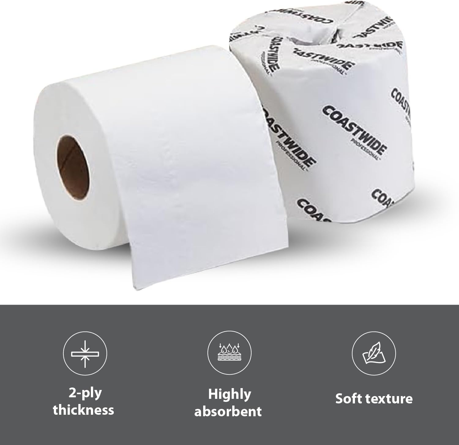 image:imageCoastwide Professional Recycled Toilet Paper 2ply White 550 SheetsRoll 80 RollsCarton350 Sheets per Roll