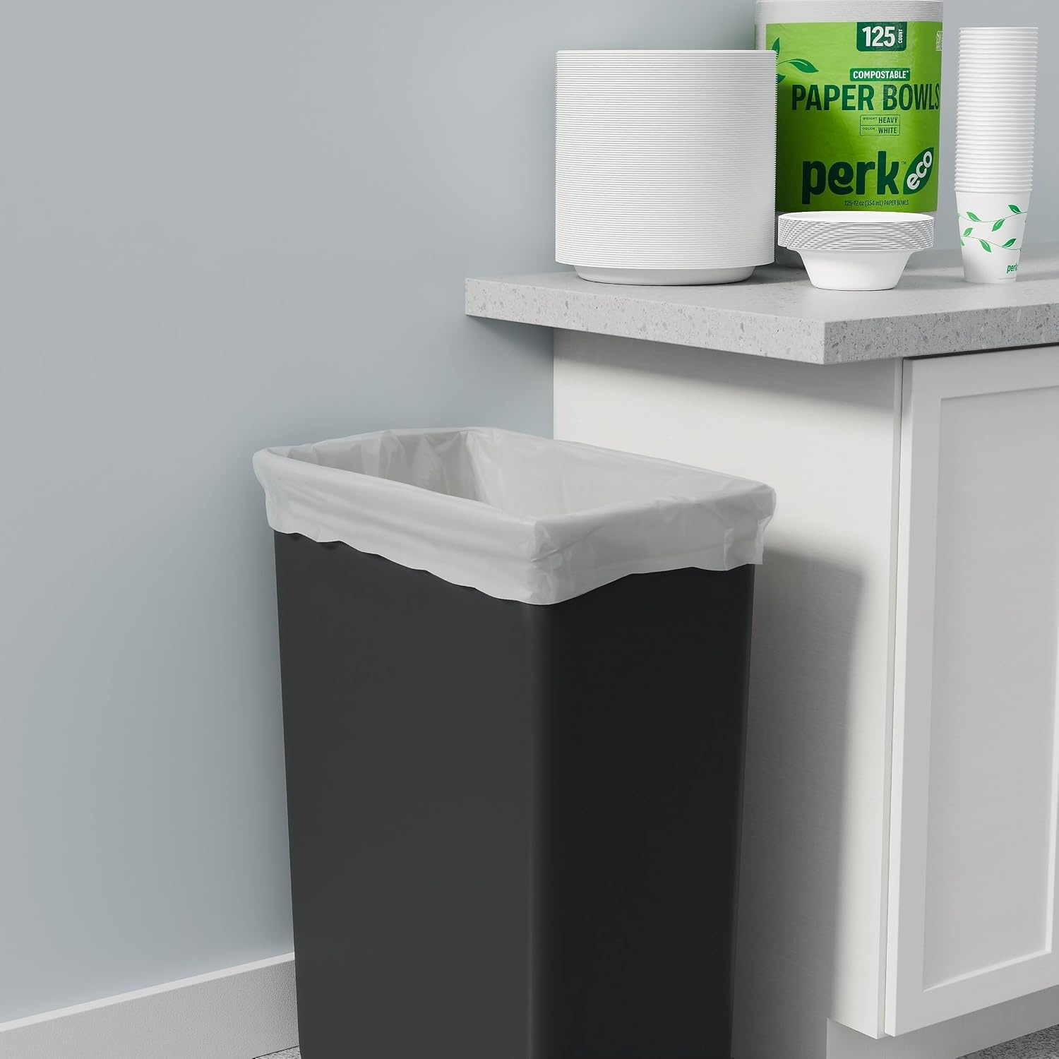 image:imagePERK 13 Gallon Kitchen Trash Bag Low Density 09 Mil80 Pack