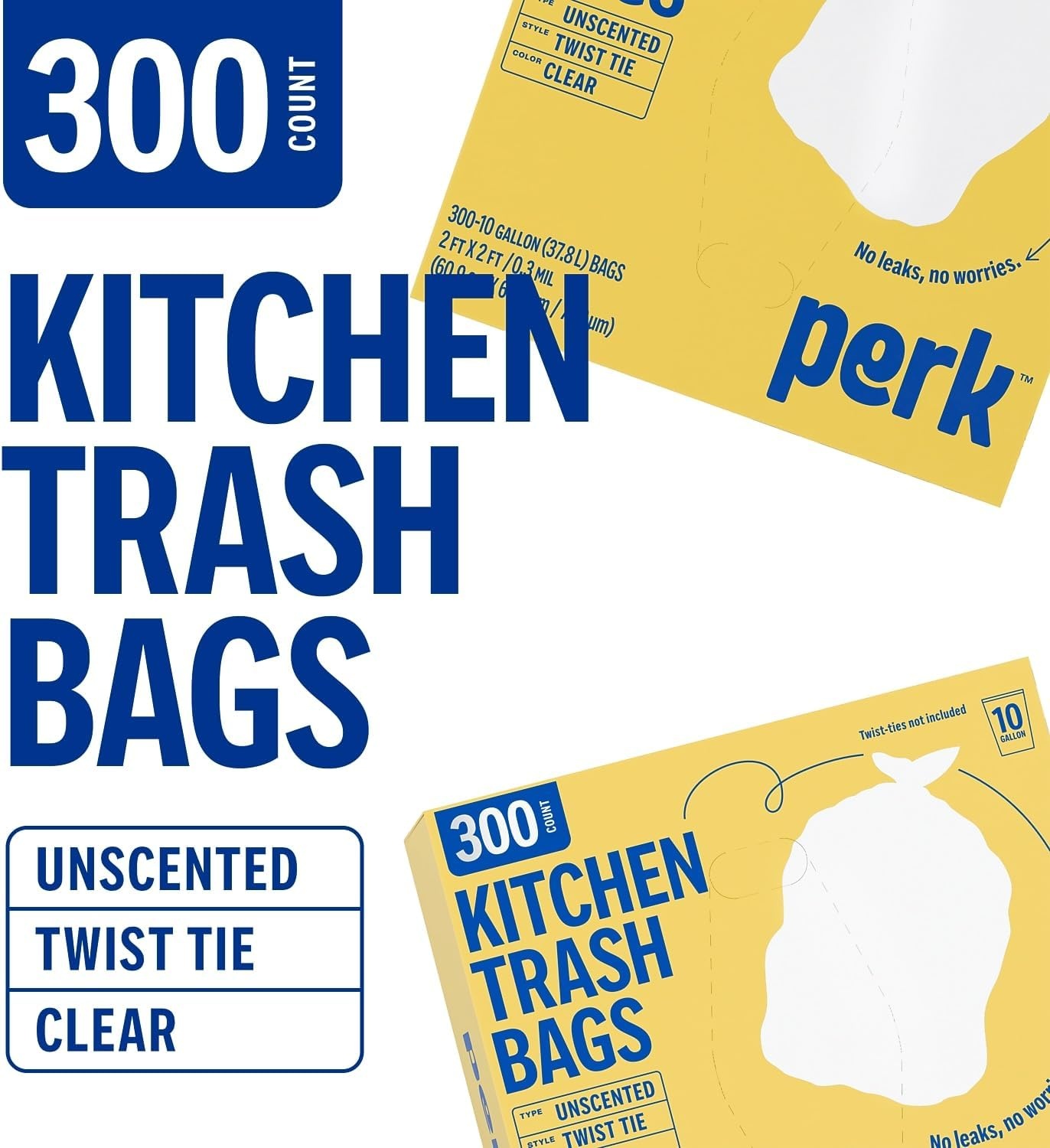 image:imagePERK Black 45 Gallon Trash Bag Low Density 11 Mil10 Gallon