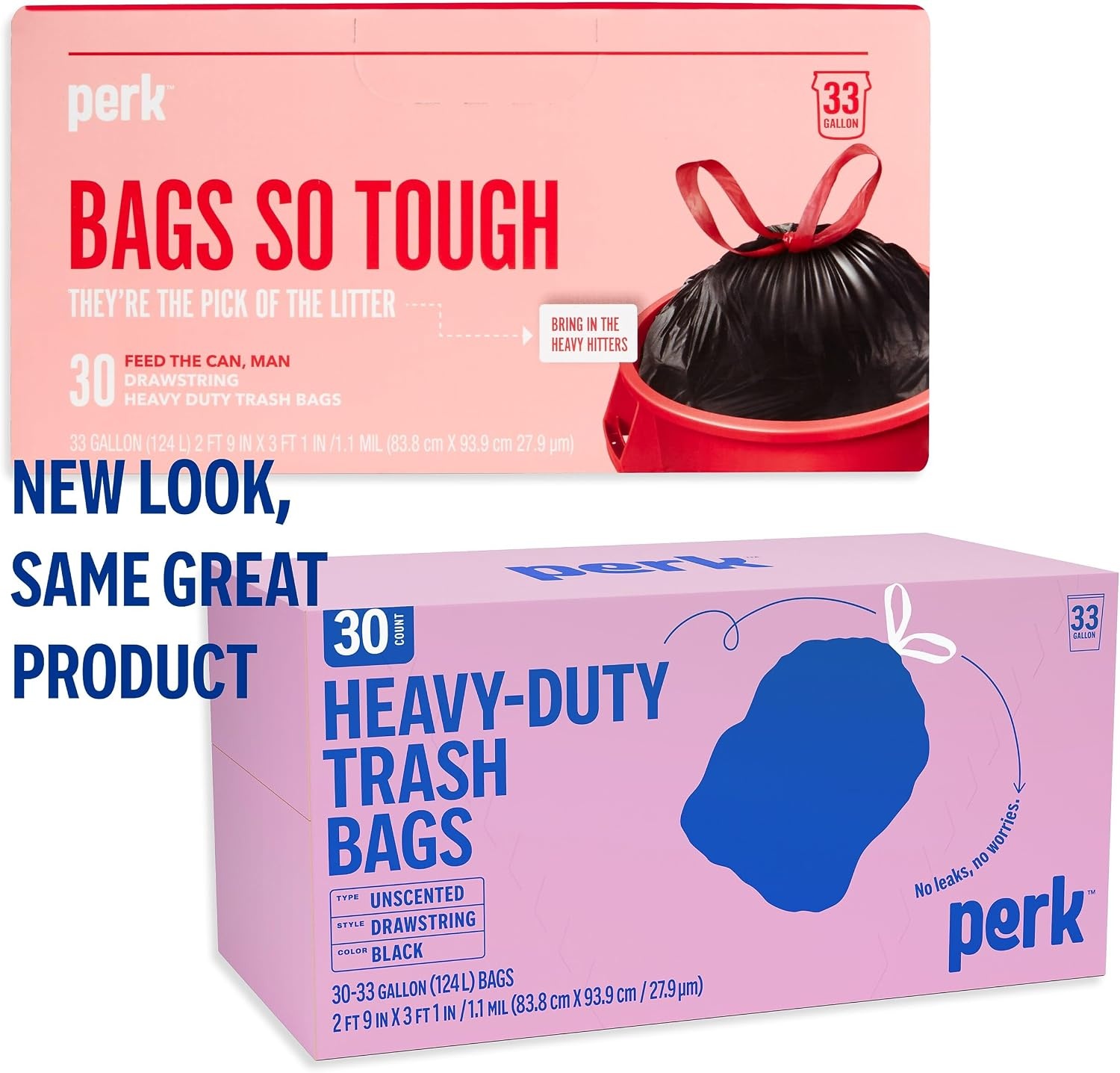 image:imagePERK Black 45 Gallon Trash Bag Low Density 11 Mil33 Gallon