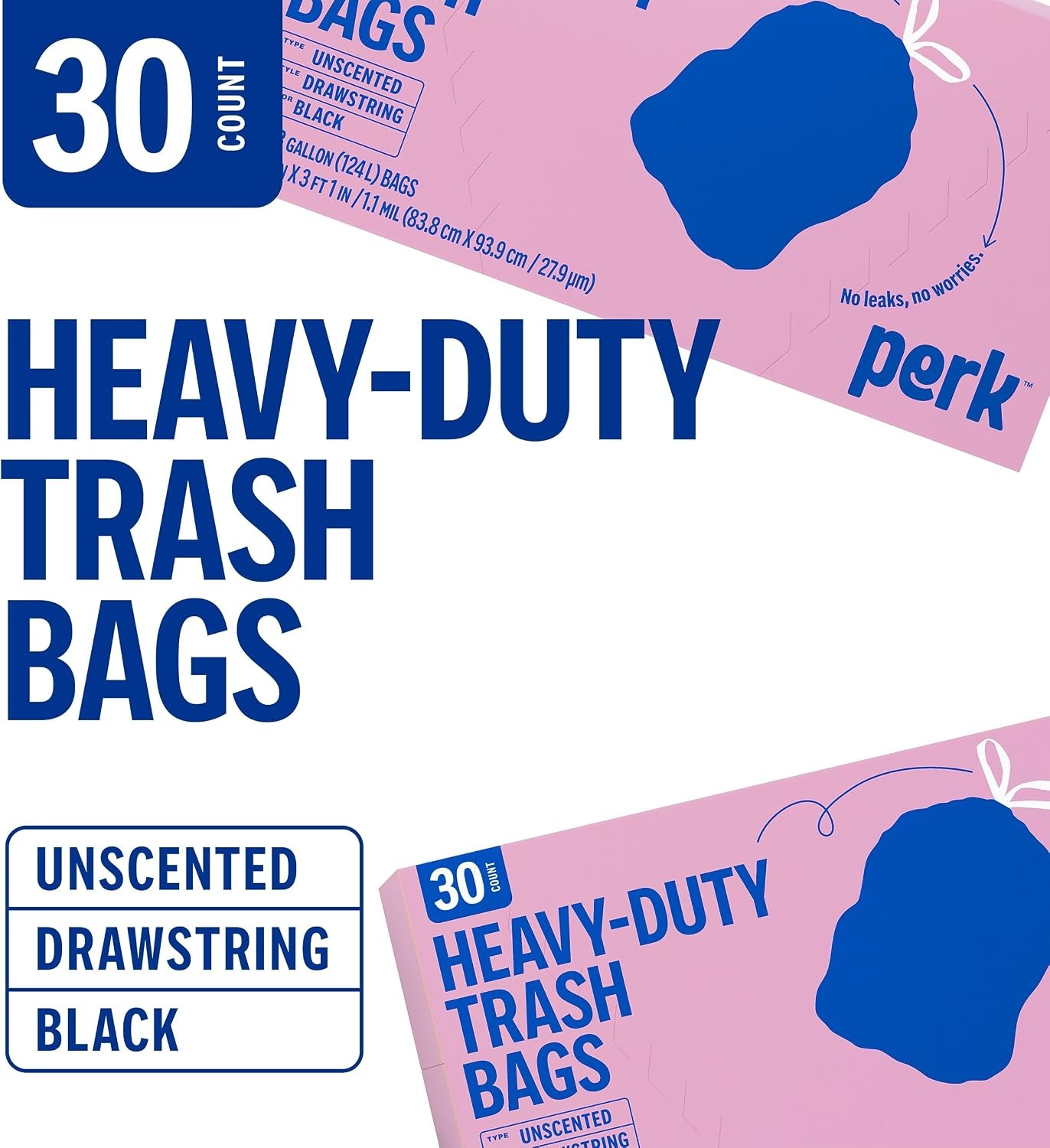 image:imagePERK Black 45 Gallon Trash Bag Low Density 11 Mil33 Gallon
