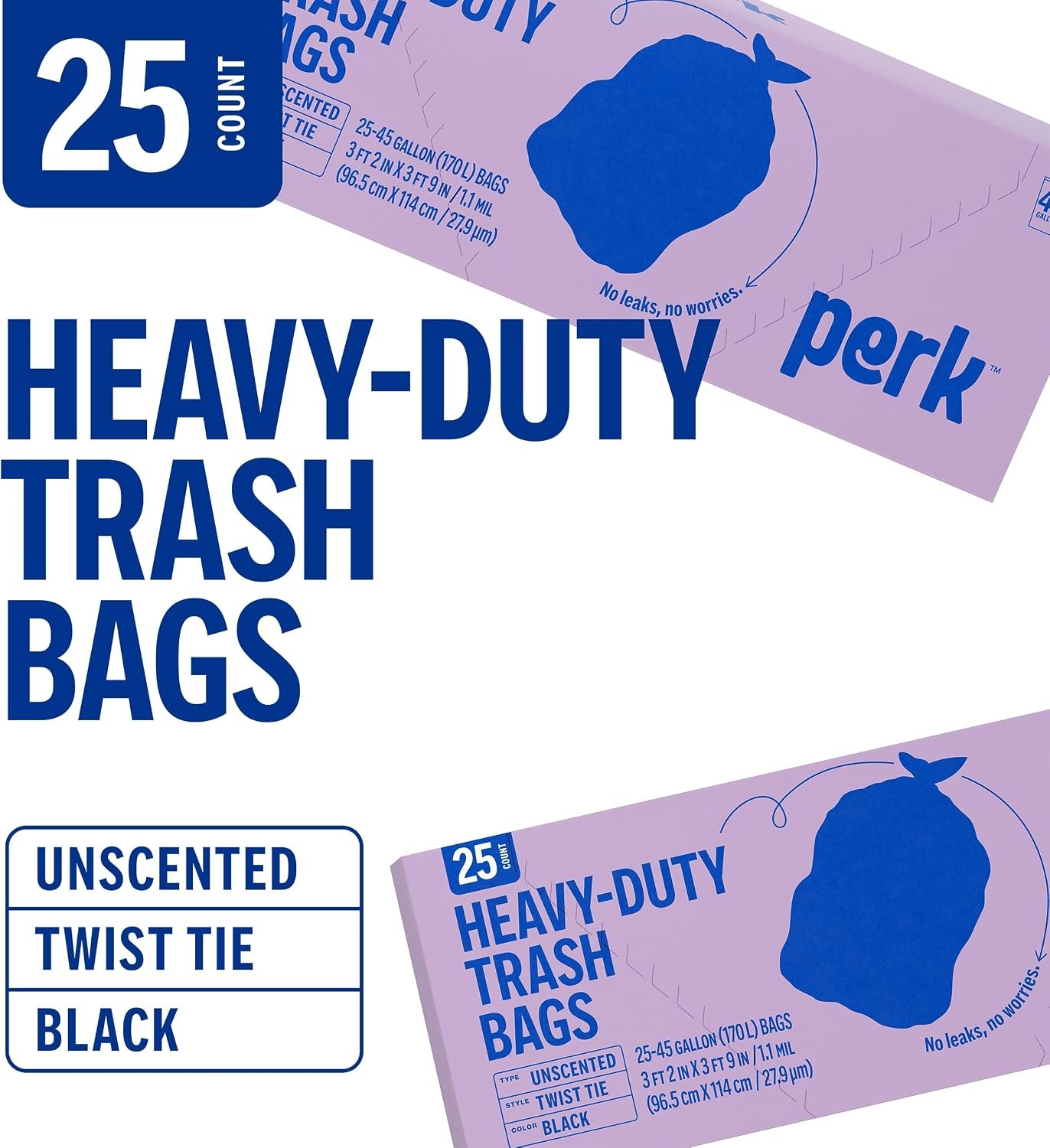 image:imagePERK Black 45 Gallon Trash Bag Low Density 11 Mil45 Gallon