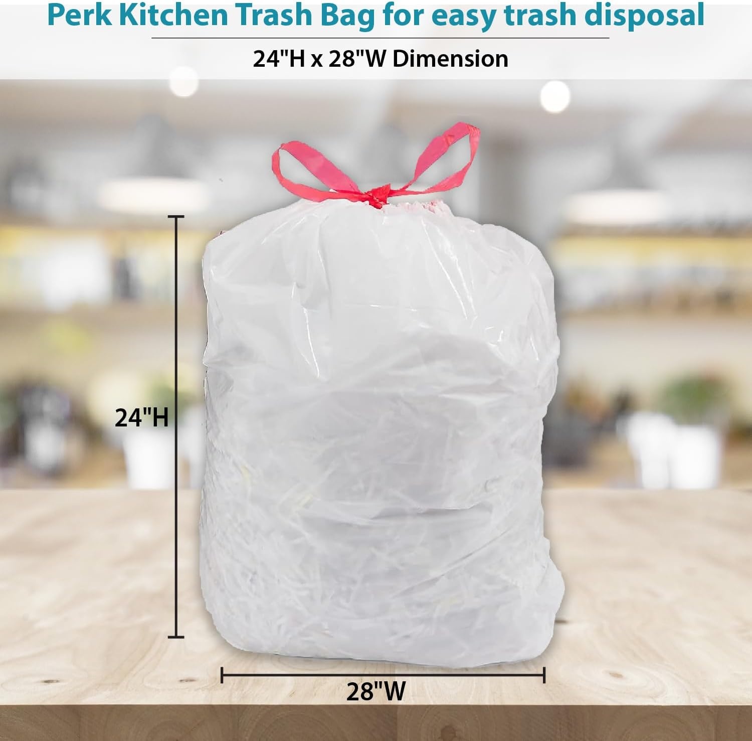 image:imagePERK Kitchen White Trash Bags 13 Gallon Garbage Can Liners Drawstring Closure Great for Home Office Classroom 100Pack120 Pack