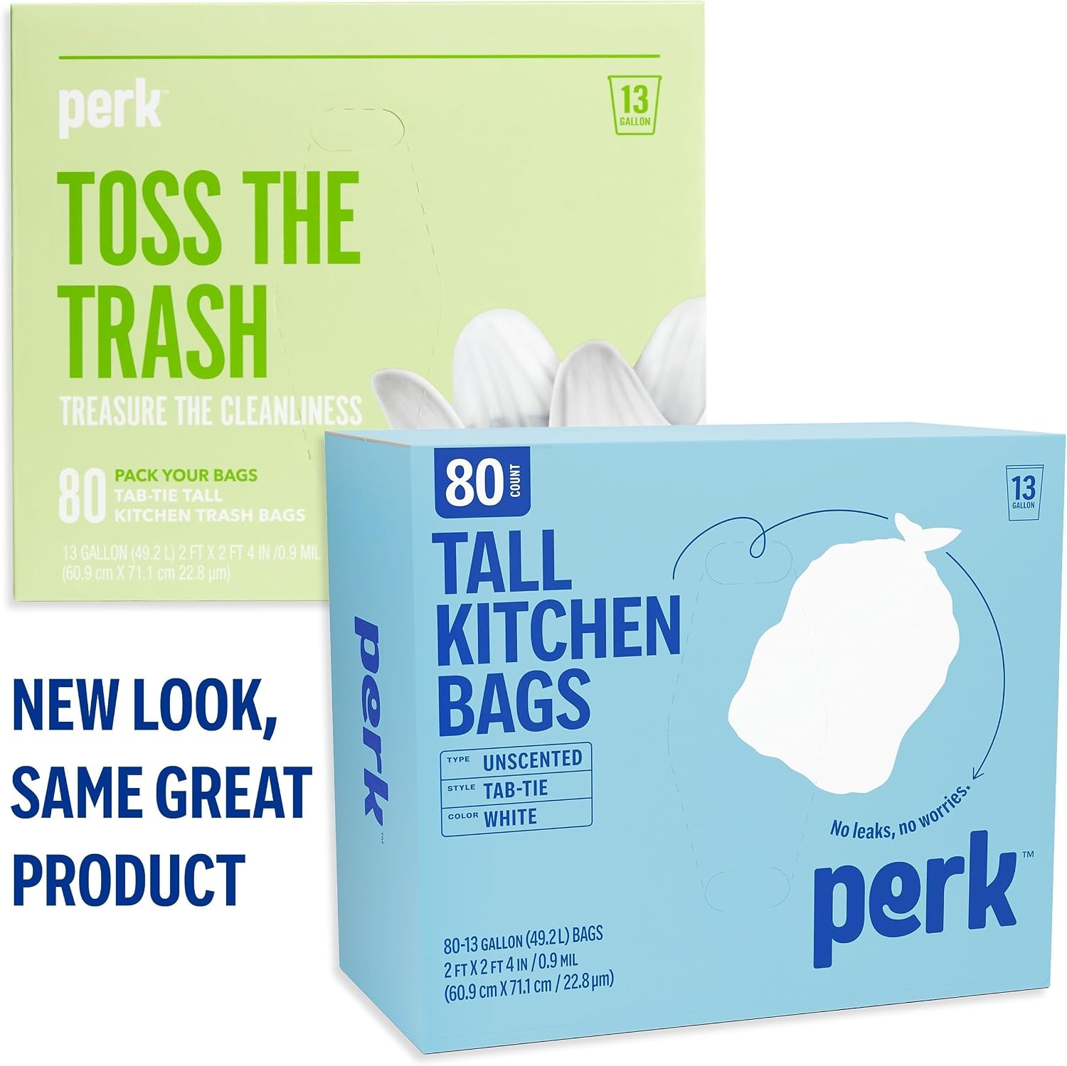 image:imagePERK Kitchen White Trash Bags 13 Gallon Garbage Can Liners Drawstring Closure Great for Home Office Classroom 100Pack80 Pack