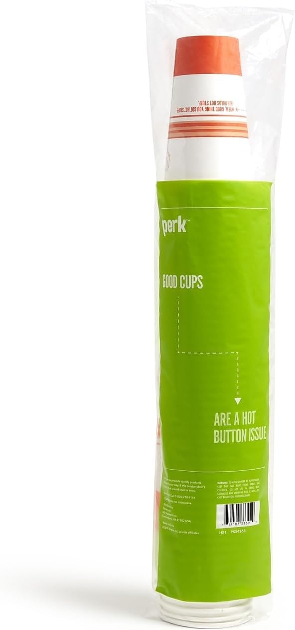 image:imagePerk 12 Oz Paper Hot Cups 500 Count Bulk Disposable Coffee Cups for Hot Beverages WhiteBlue50 Pack