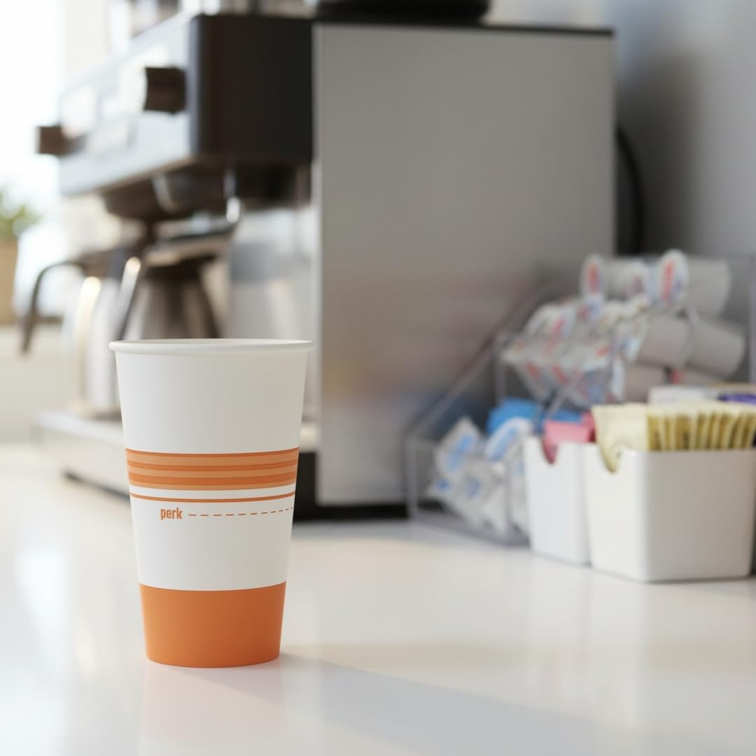 image:imagePerk 12 Oz Paper Hot Cups 500 Count Bulk Disposable Coffee Cups for Hot Beverages WhiteBlue50 Pack