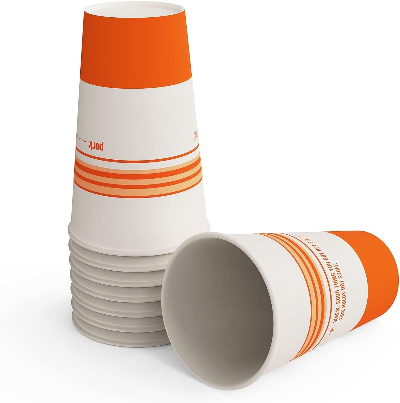 image:imagePerk 12 Oz Paper Hot Cups 500 Count Bulk Disposable Coffee Cups for Hot Beverages WhiteBlue50 Pack