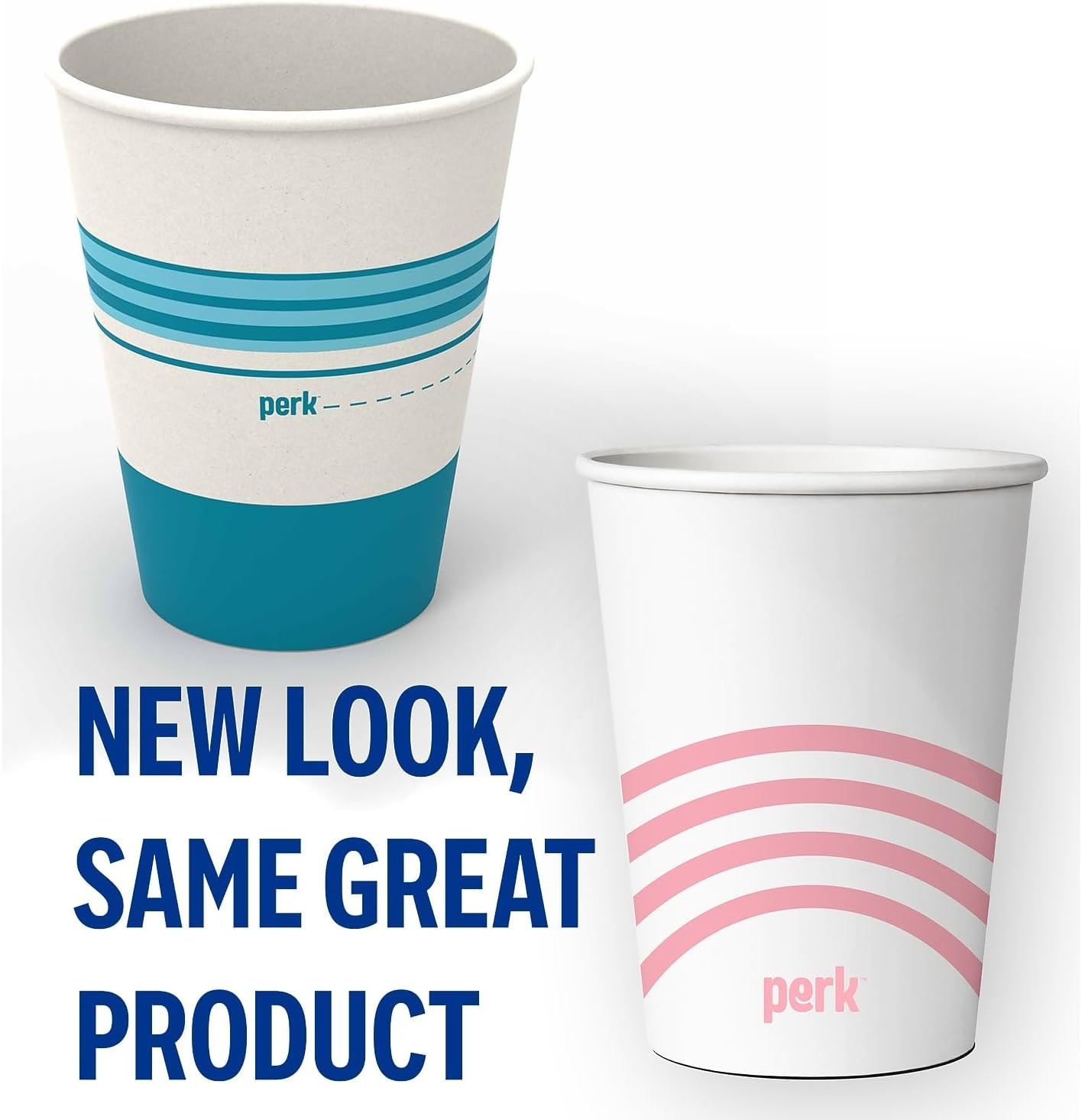image:imagePerk 12 Oz Paper Hot Cups 500 Count Bulk Disposable Coffee Cups for Hot Beverages WhiteBlue50 Pack