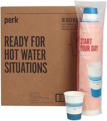 image:imagePerk 12 Oz Paper Hot Cups 500 Count Bulk Disposable Coffee Cups for Hot Beverages WhiteBlue500 Pack