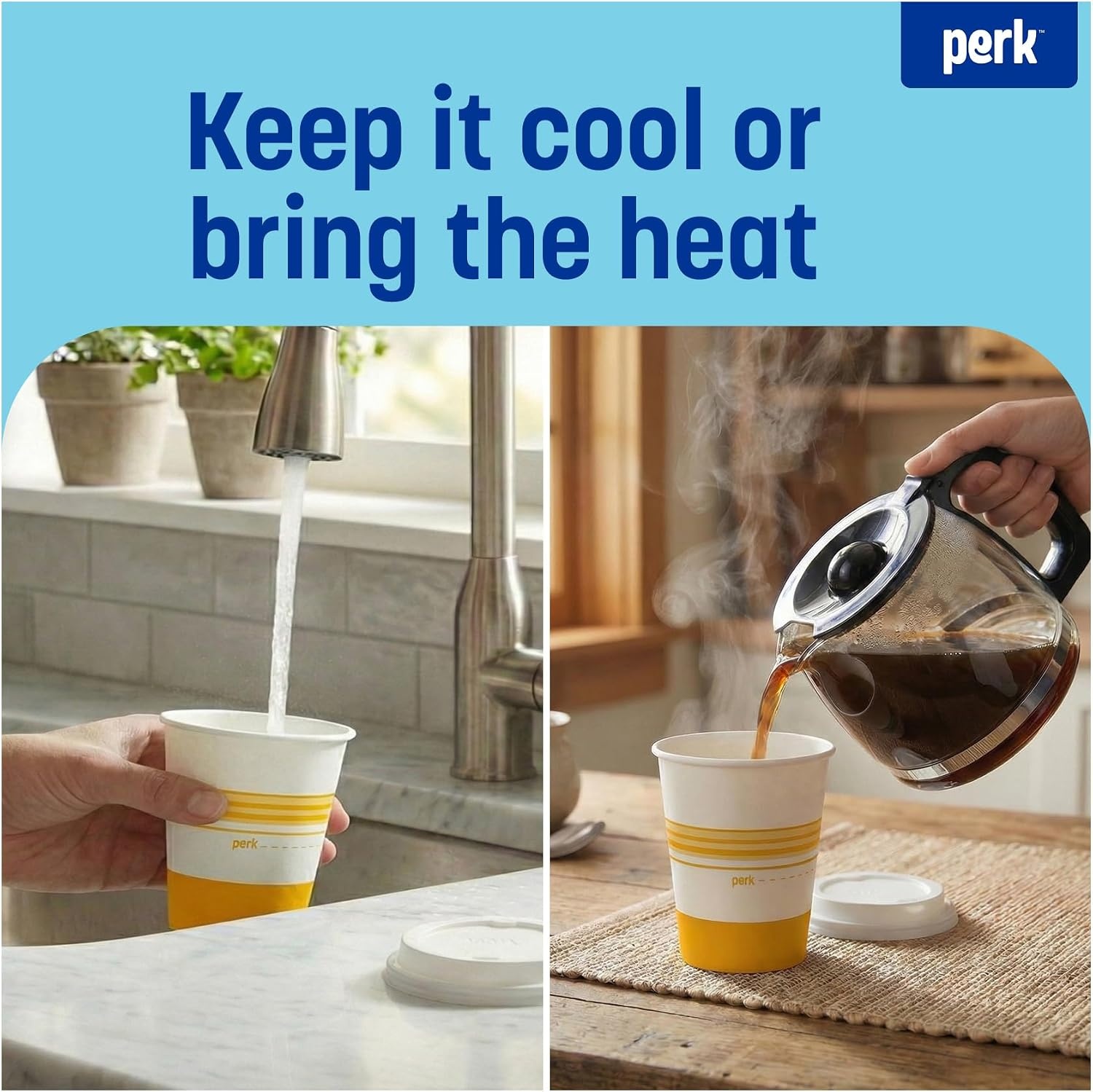image:imagePerk 12 Oz Paper Hot Cups 500 Count Bulk Disposable Coffee Cups for Hot Beverages WhiteBlue8 Ounces