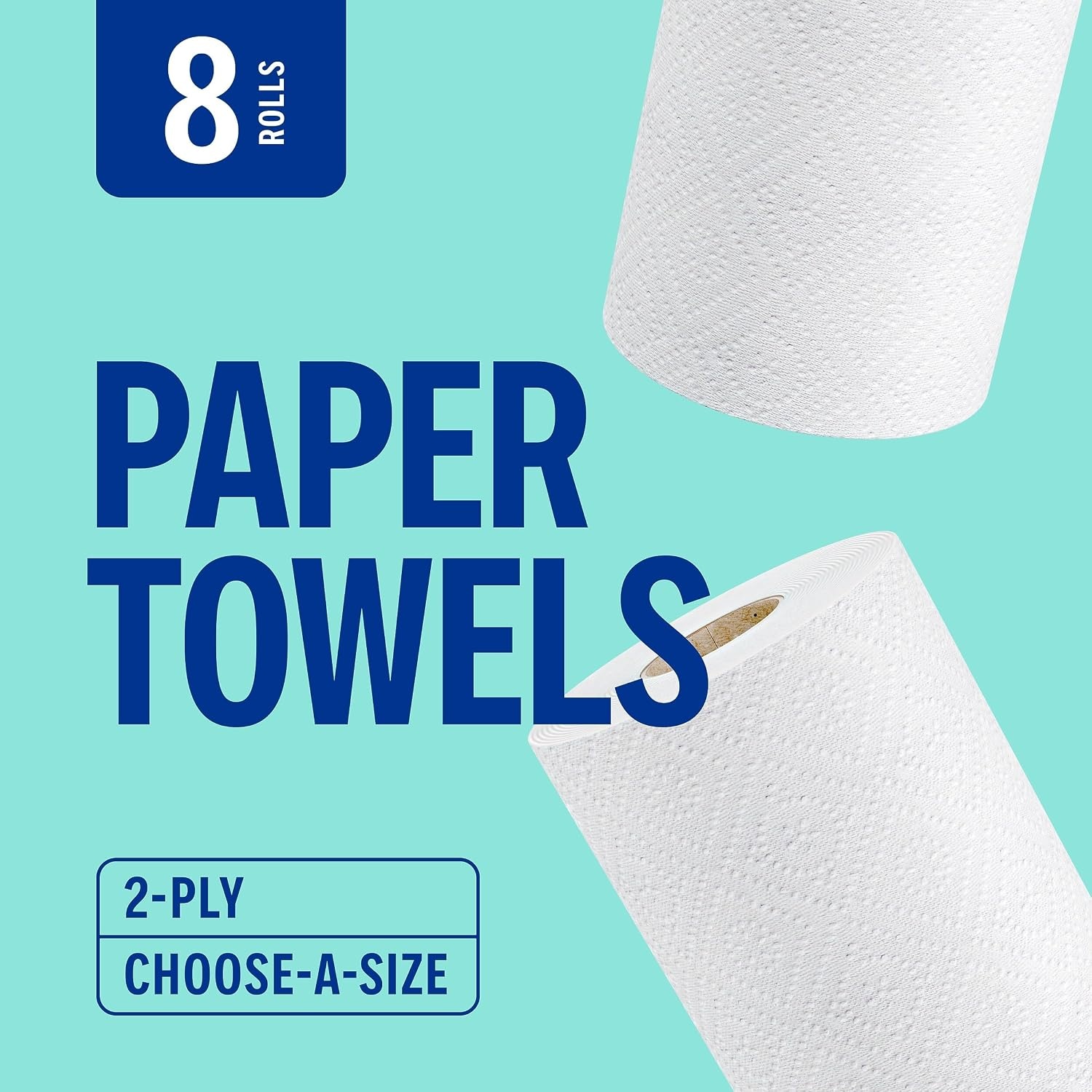 image:imagePerk ChooseASize Paper Towels 2Ply 116 SheetsRoll 8 Rolls Pack Highly Absorbent Kitchen Towels White