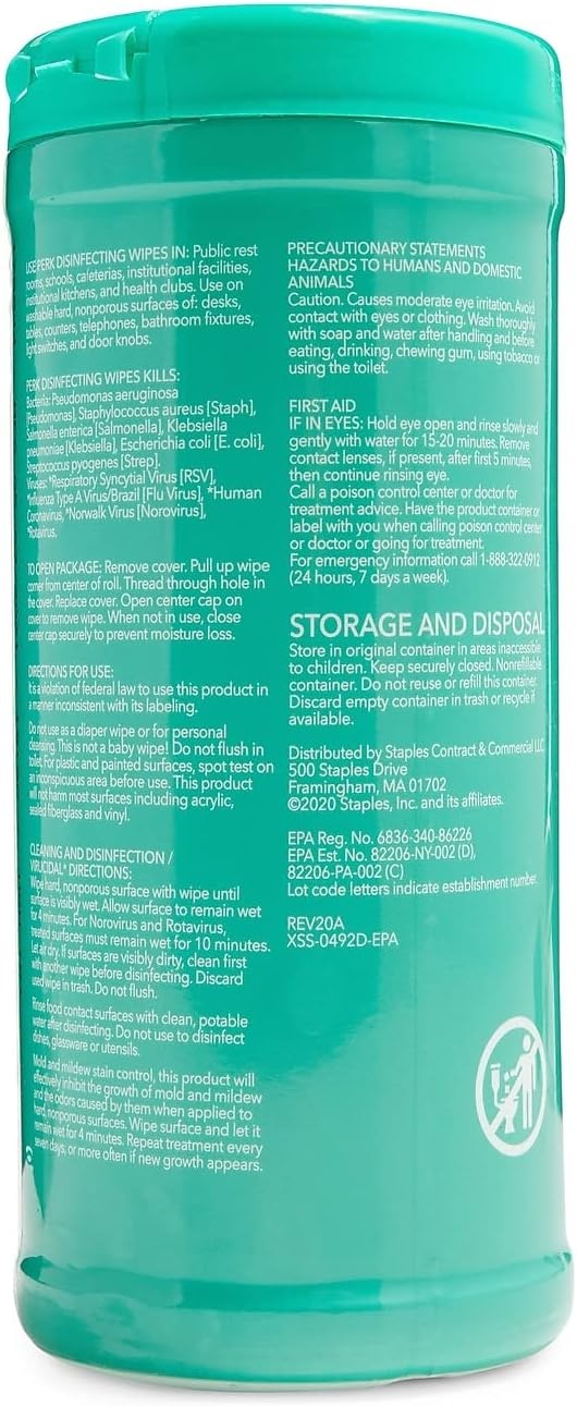 image:imagePerk Disinfecting MultiSurface Cleaning Wipes Lemon amp Fresh Scent 35Count Each Pack of 6 Total 210