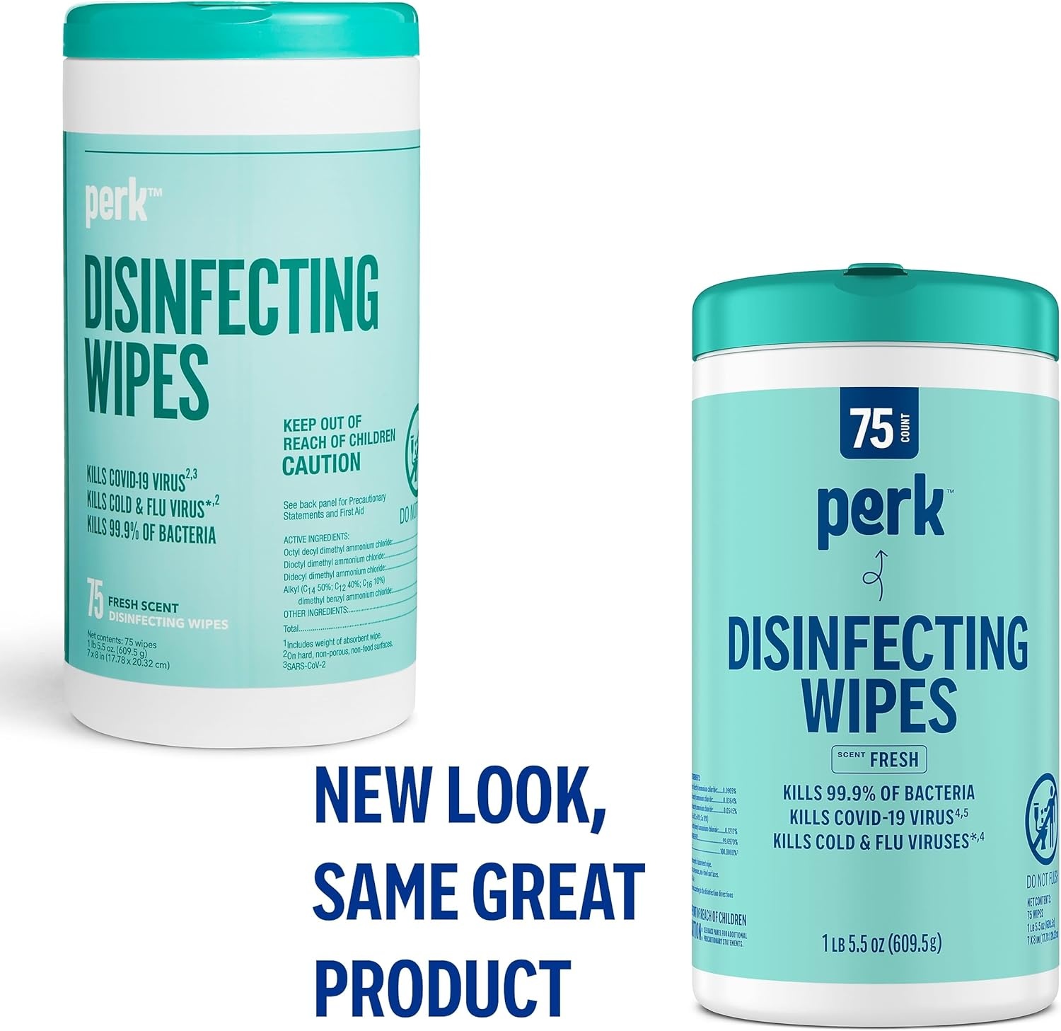 image:imagePerk Disinfecting Wipes Lemon Scent 75 WipesCanister MultiSurface Cleaning Wipes for Home Office amp Classroom6 Pack