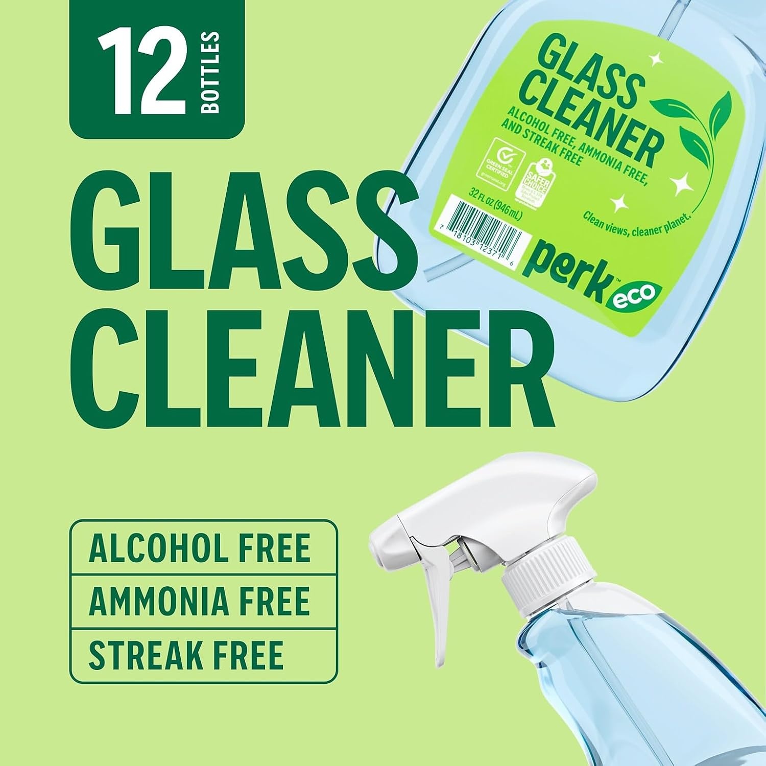 image:imagePerk Eco Glass Cleaner Refill Ready To Use 1 Gallon12 Pack