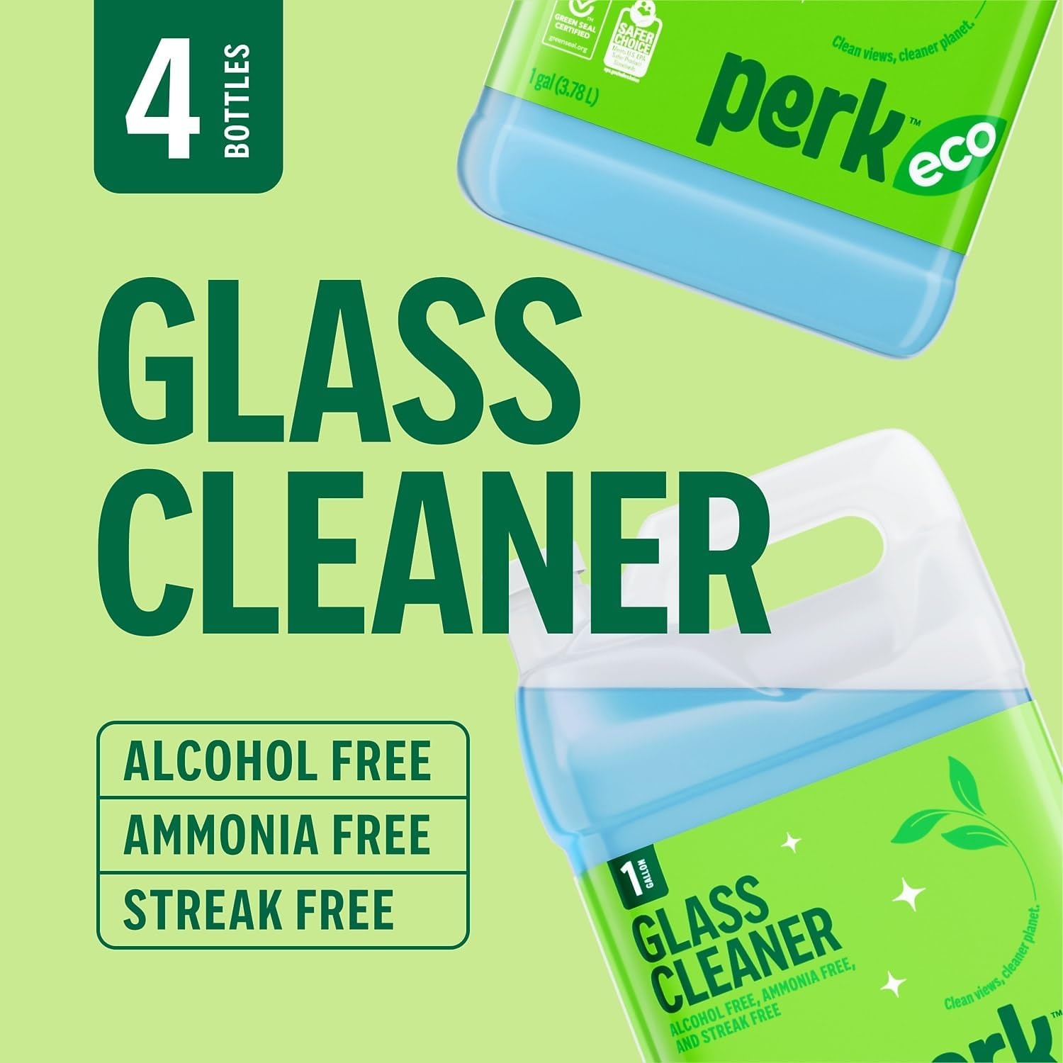 image:imagePerk Eco Glass Cleaner Refill Ready To Use 1 Gallon4 Pack