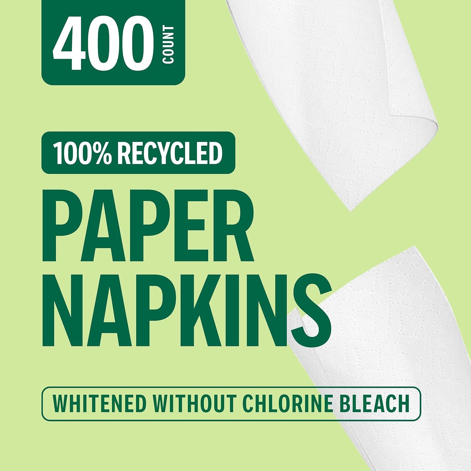 image:imagePerk Eco Recycled Lunch Napkin 1ply White 400 NapkinsPack 12 PacksCarton1 Pack