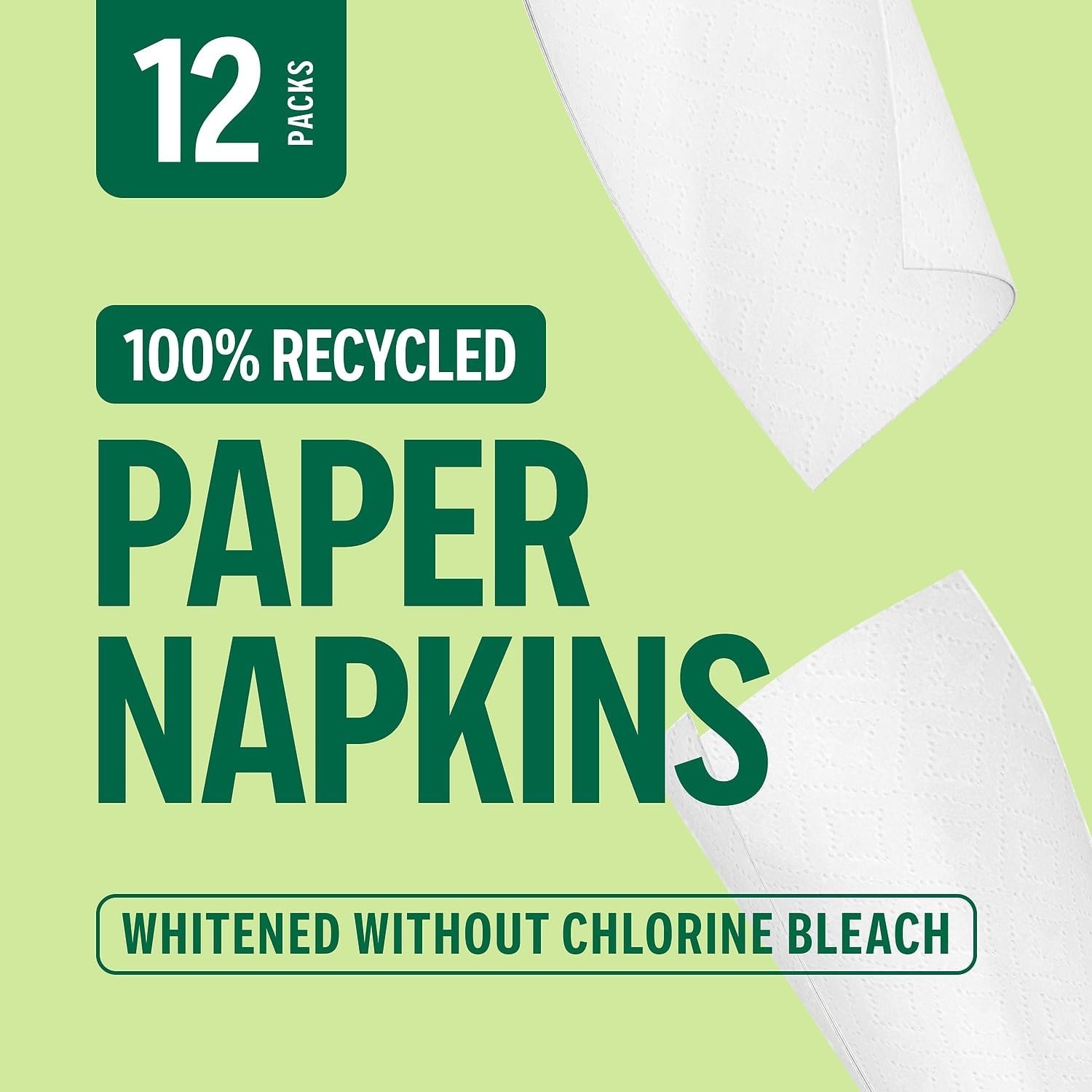 image:imagePerk Eco Recycled Lunch Napkin 1ply White 400 NapkinsPack 12 PacksCarton12 Pack