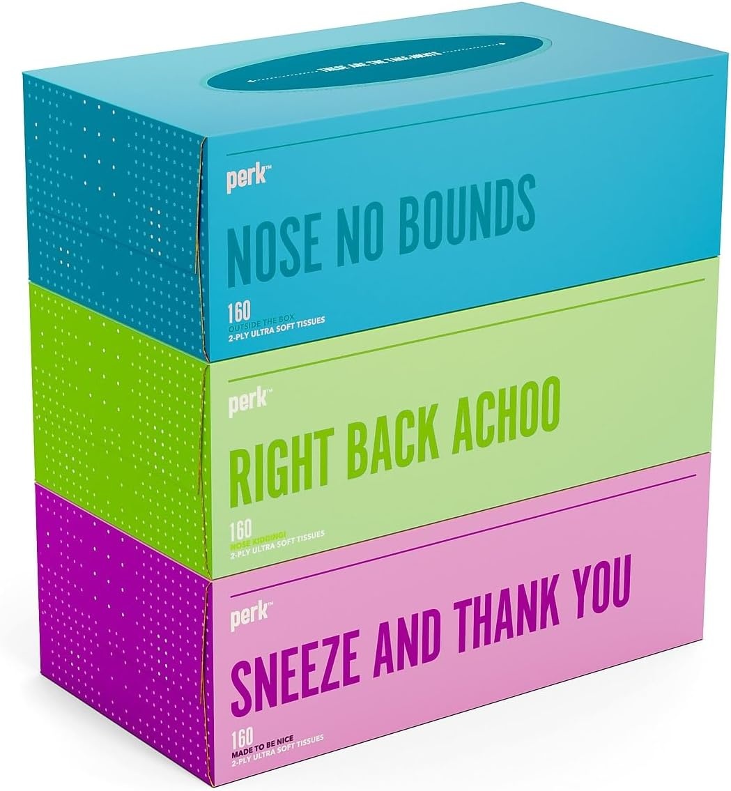 image:imagePerk UltraSoft Facial Tissues 2Ply Gentle amp Durable 95 Tissues per Box 6 Cube Pack White3 Pack