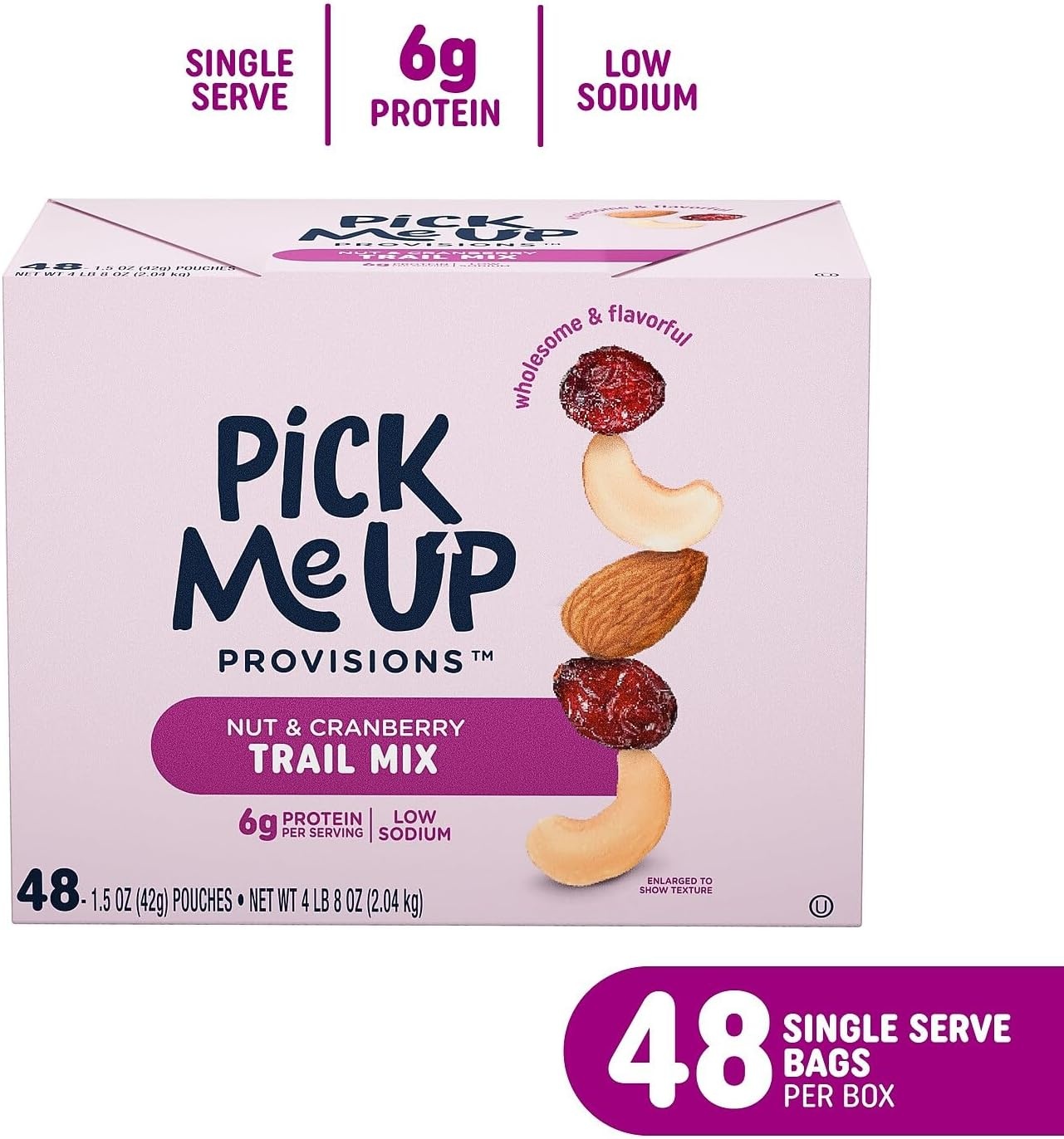 image:imagePick Me Up Provisions Classic Trail Mix 48 SingleServe Bags HighProtein Snack Perfect for LunchesNut Cranberry