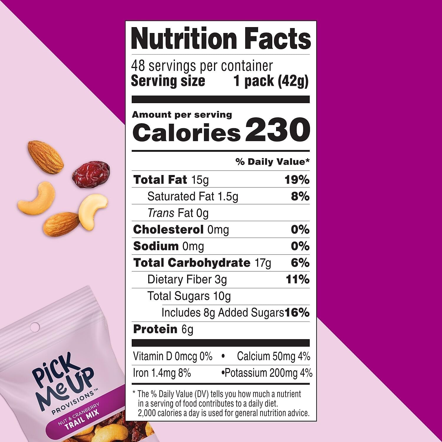 image:imagePick Me Up Provisions Classic Trail Mix 48 SingleServe Bags HighProtein Snack Perfect for LunchesNut Cranberry