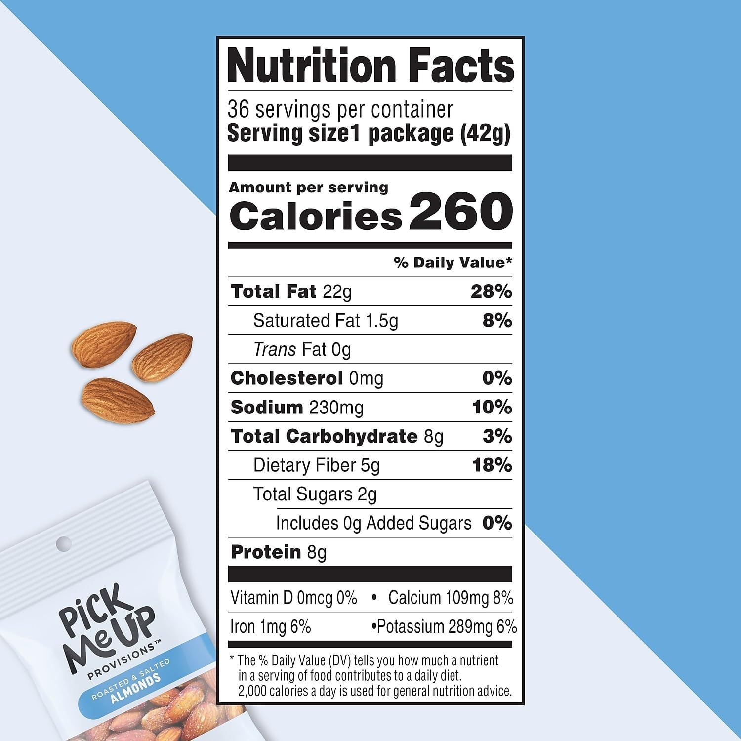 image:imagePick Me Up Provisions Roasted amp Salted Peanuts 36 SingleServe 2 oz Bags HighProtein Snack Packs for Work Travel amp LunchesAlmonds