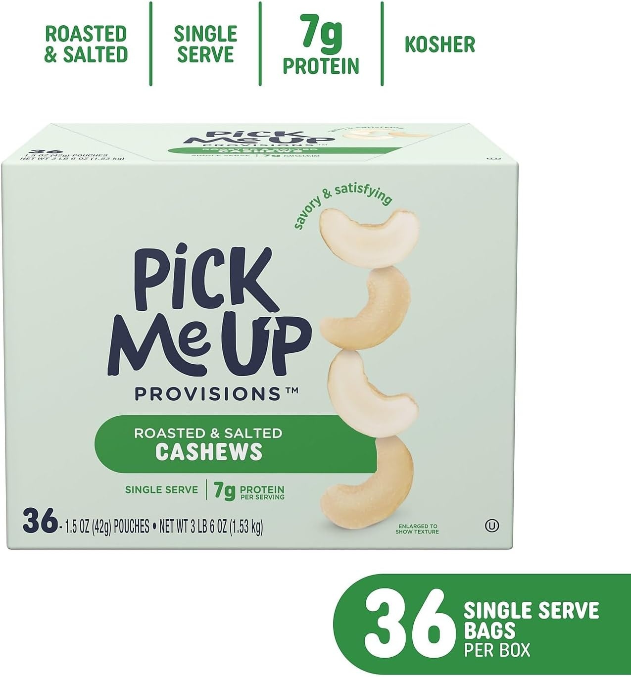 image:imagePick Me Up Provisions Roasted amp Salted Peanuts 36 SingleServe 2 oz Bags HighProtein Snack Packs for Work Travel amp LunchesCashews