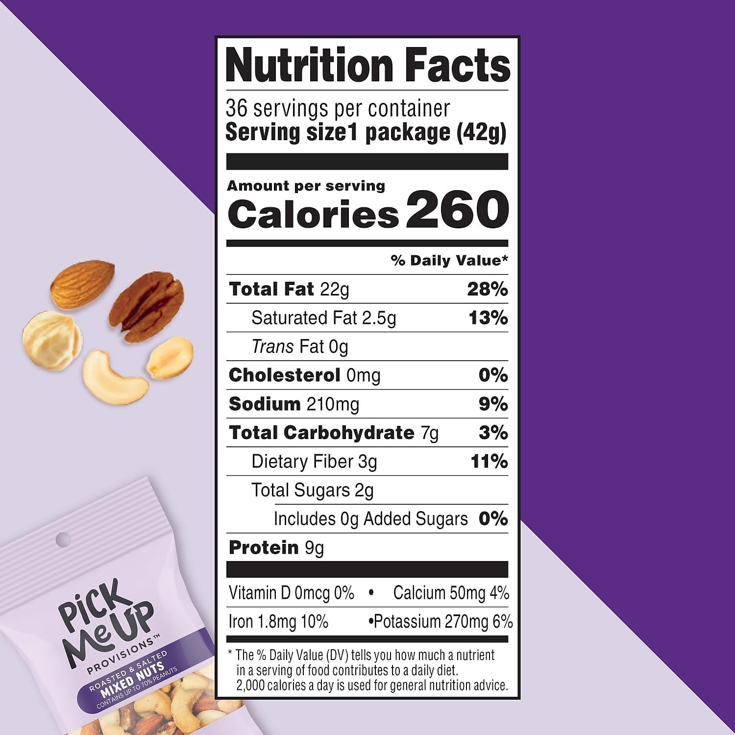 image:imagePick Me Up Provisions Roasted amp Salted Peanuts 36 SingleServe 2 oz Bags HighProtein Snack Packs for Work Travel amp LunchesMixed Nuts