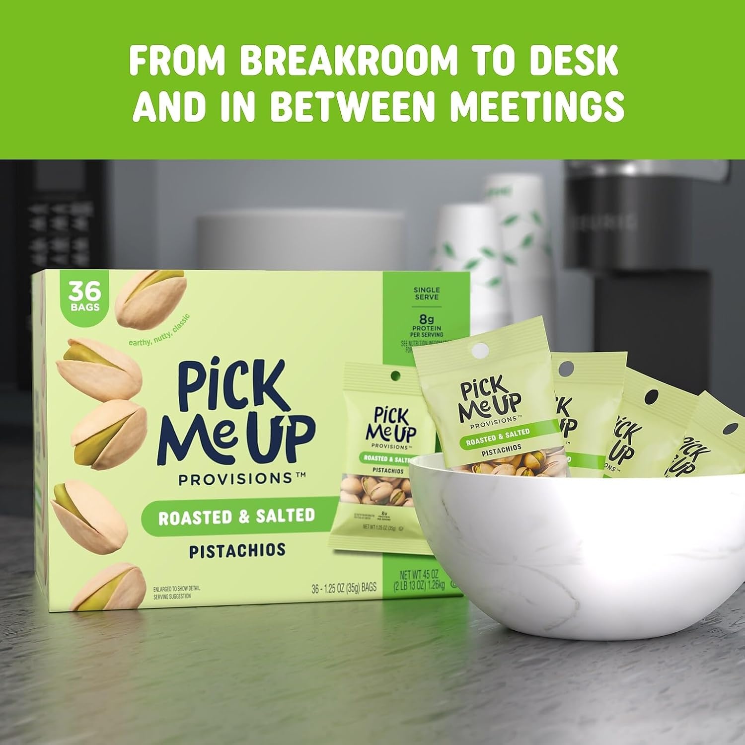 image:imagePick Me Up Provisions Roasted amp Salted Peanuts 36 SingleServe 2 oz Bags HighProtein Snack Packs for Work Travel amp LunchesPistachios