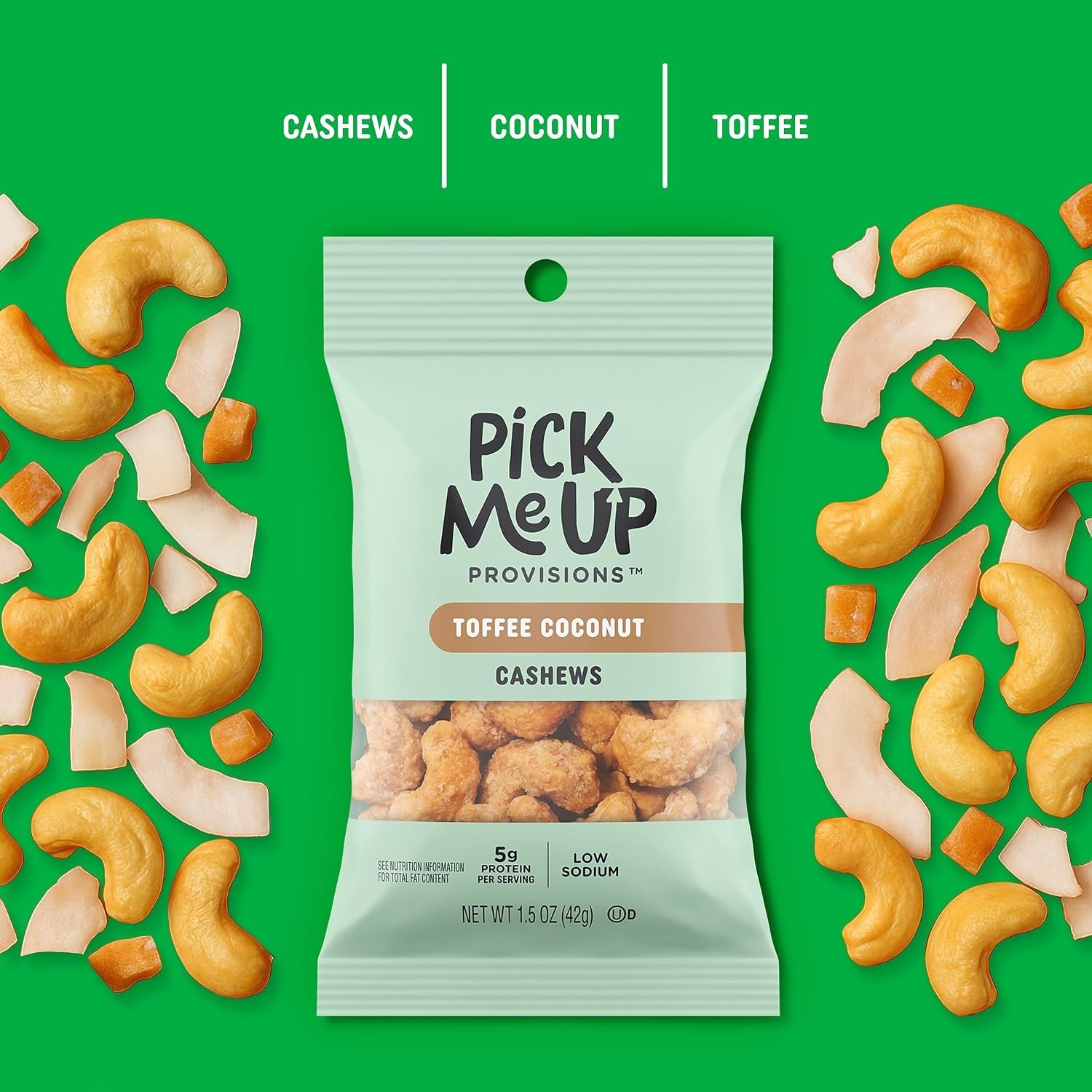 image:imagePick Me Up Provisions Roasted amp Salted Peanuts 36 SingleServe 2 oz Bags HighProtein Snack Packs for Work Travel amp LunchesToffee Coconut Cashews