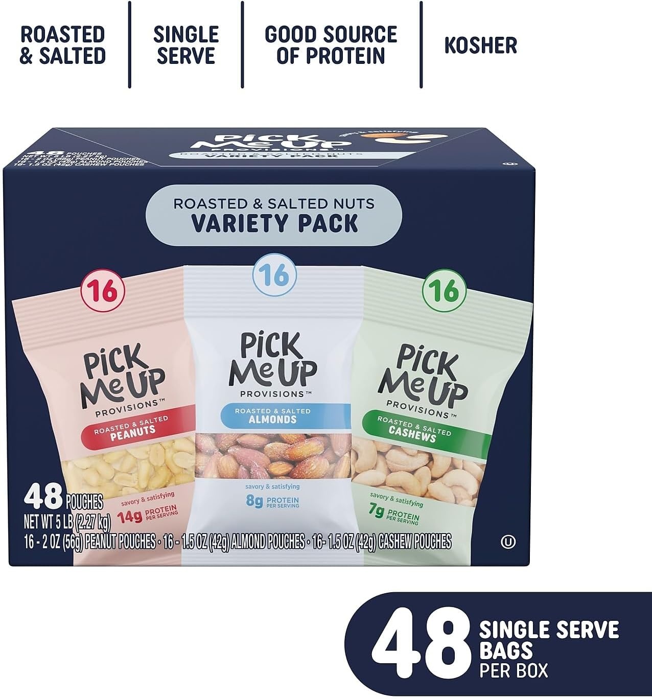 image:imagePick Me Up Provisions Roasted amp Salted Peanuts 36 SingleServe 2 oz Bags HighProtein Snack Packs for Work Travel amp LunchesVariety Pack