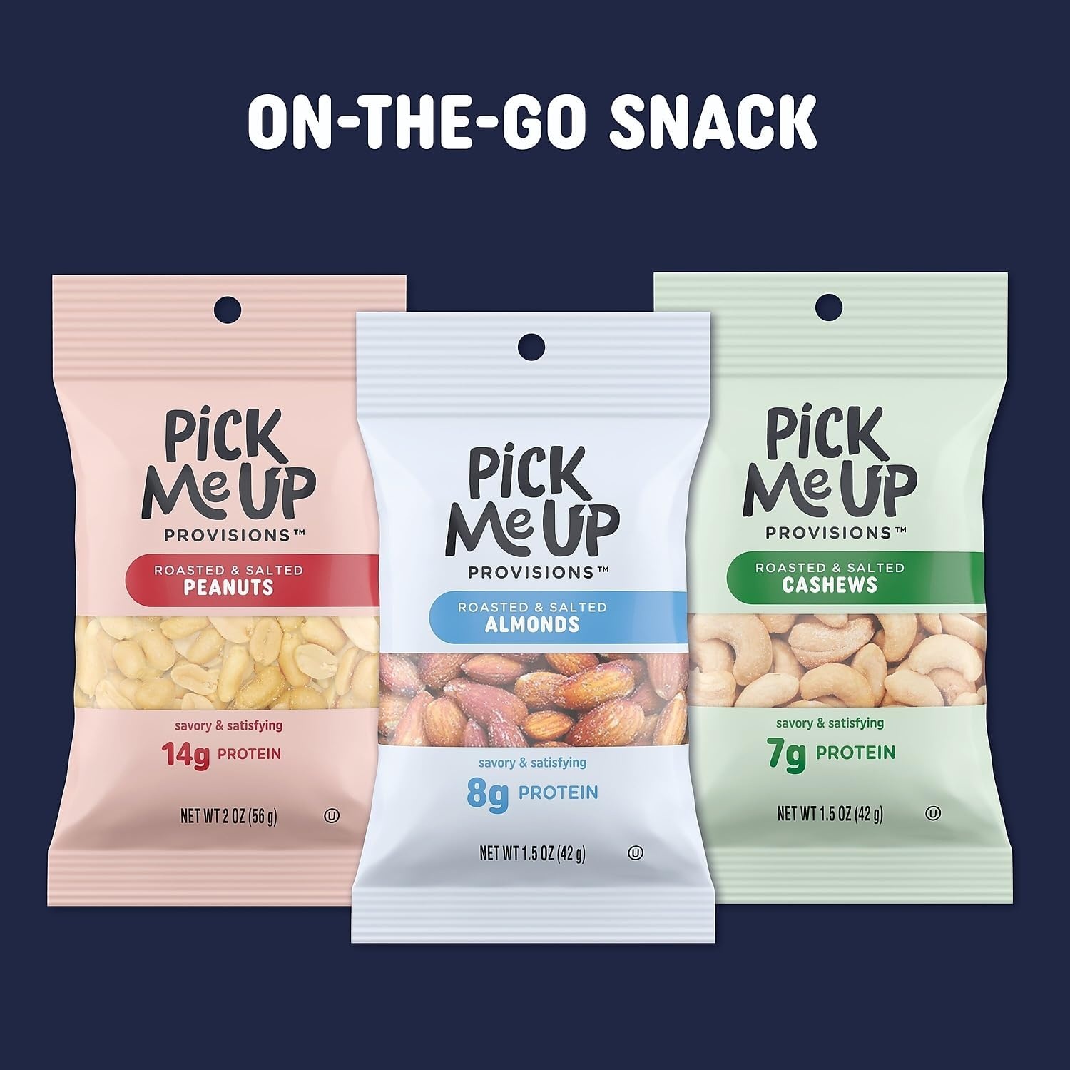 image:imagePick Me Up Provisions Roasted amp Salted Peanuts 36 SingleServe 2 oz Bags HighProtein Snack Packs for Work Travel amp LunchesVariety Pack