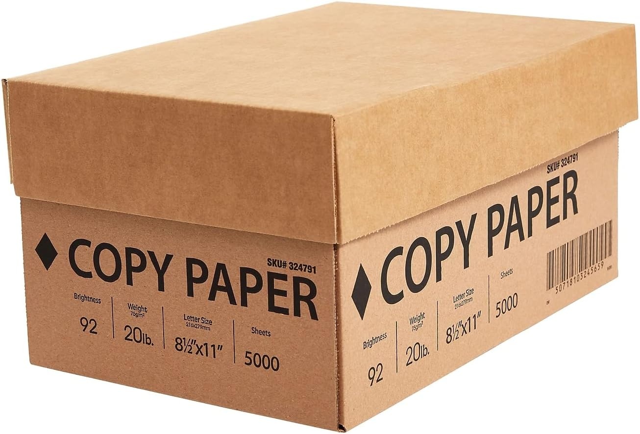 image:imagePrinter Paper 85 x 11 Inch 20 lb 92 Bright White Sheets 10 Ream Carton10 Reams