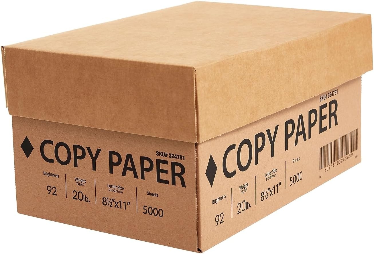 image:imagePrinter Paper 85 x 11 Inch 20 lb 92 Bright White Sheets 10 Ream Carton10 Reams