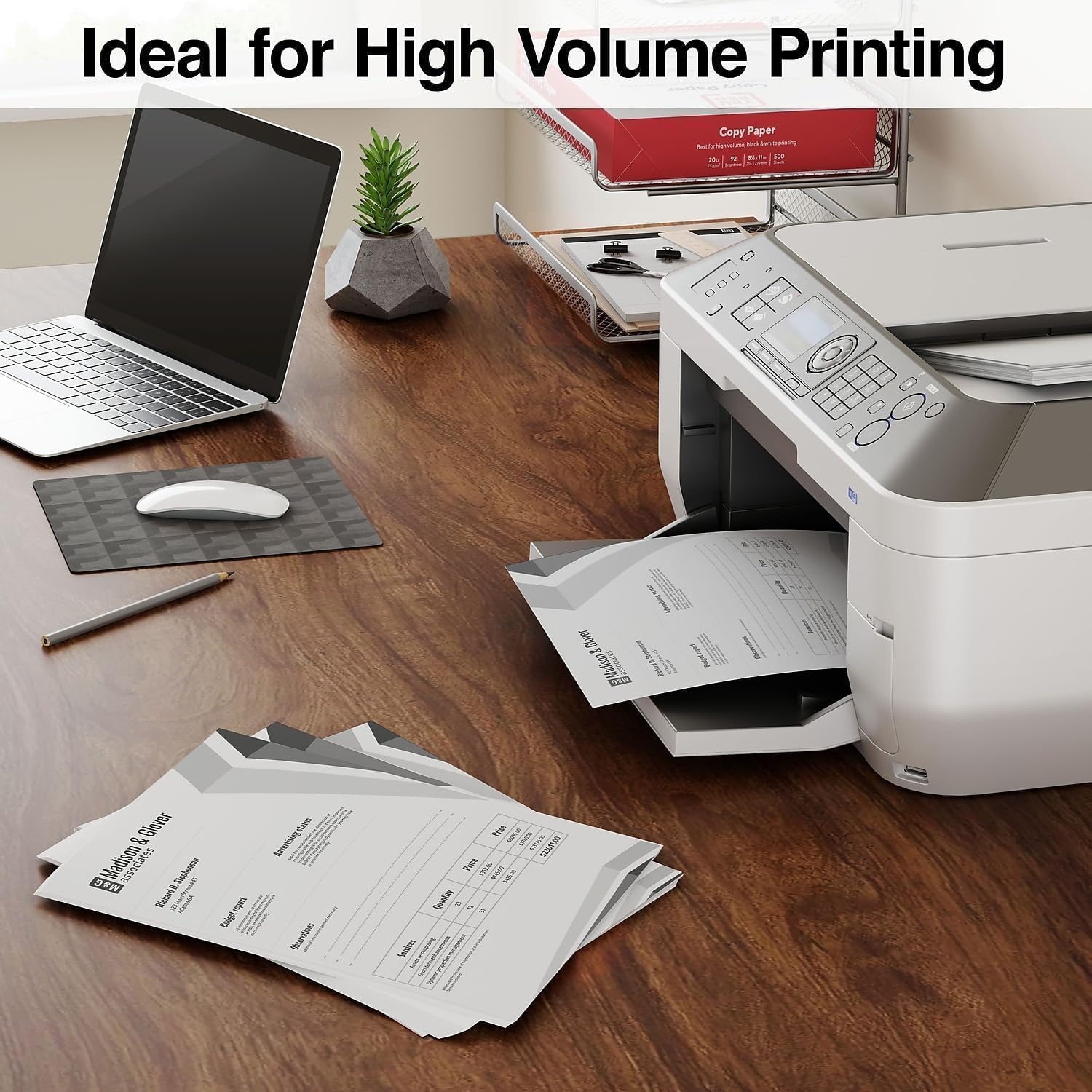 image:imagePrinter Paper 85 x 11 Inch 20 lb 92 Bright White Sheets 10 Ream Carton400 Reams