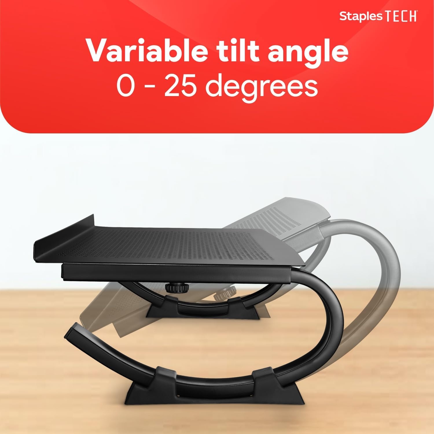 image:imageSTAPLES Adjustable Steel Laptop Stand Ergonomic Curved Desktop Riser for Laptops amp Notebooks