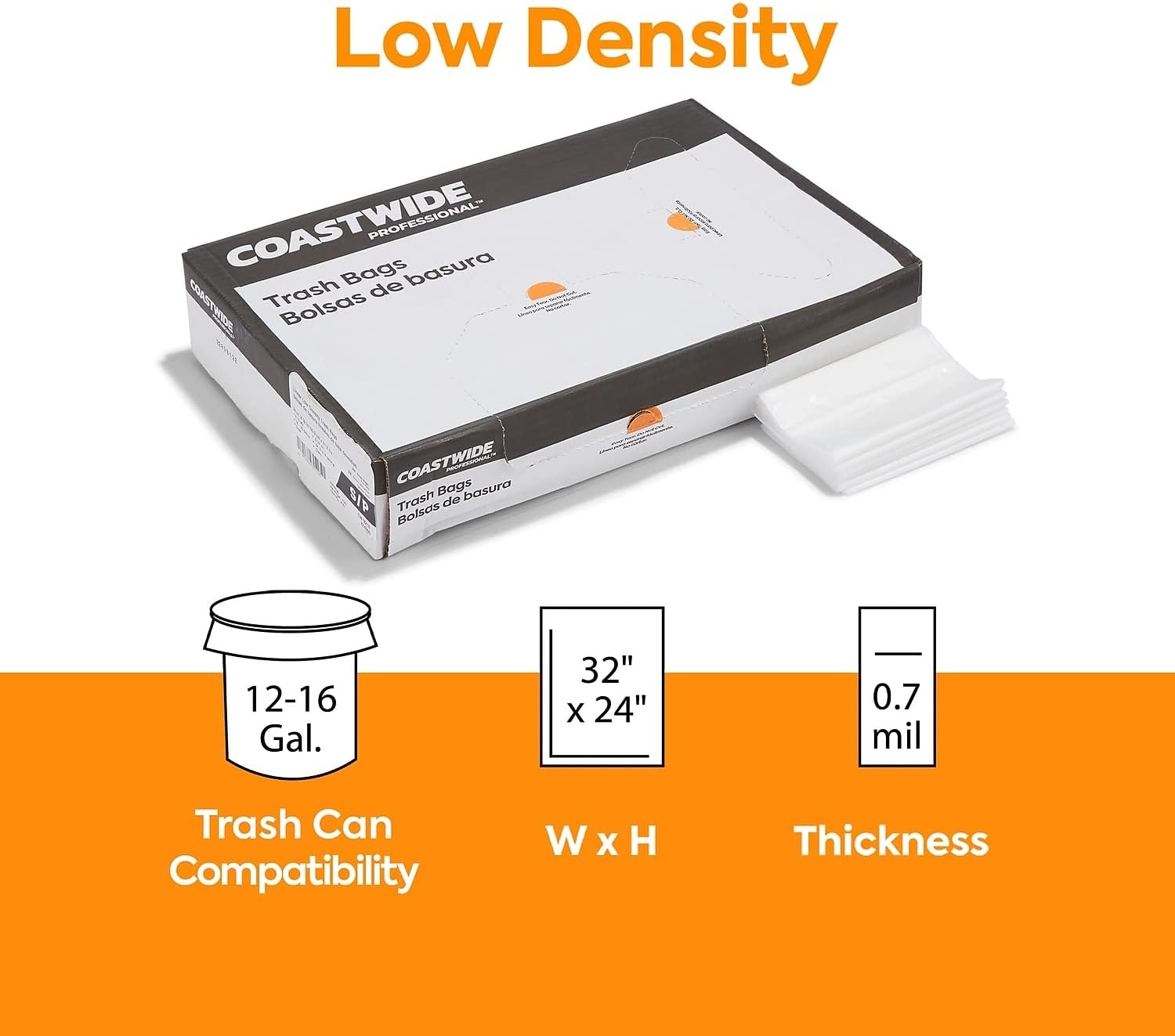 image:imageSTAPLES BRIGHTON Clear Professional Linear LowDensity Trash Bags 1216 Gallon 250 BagsBox