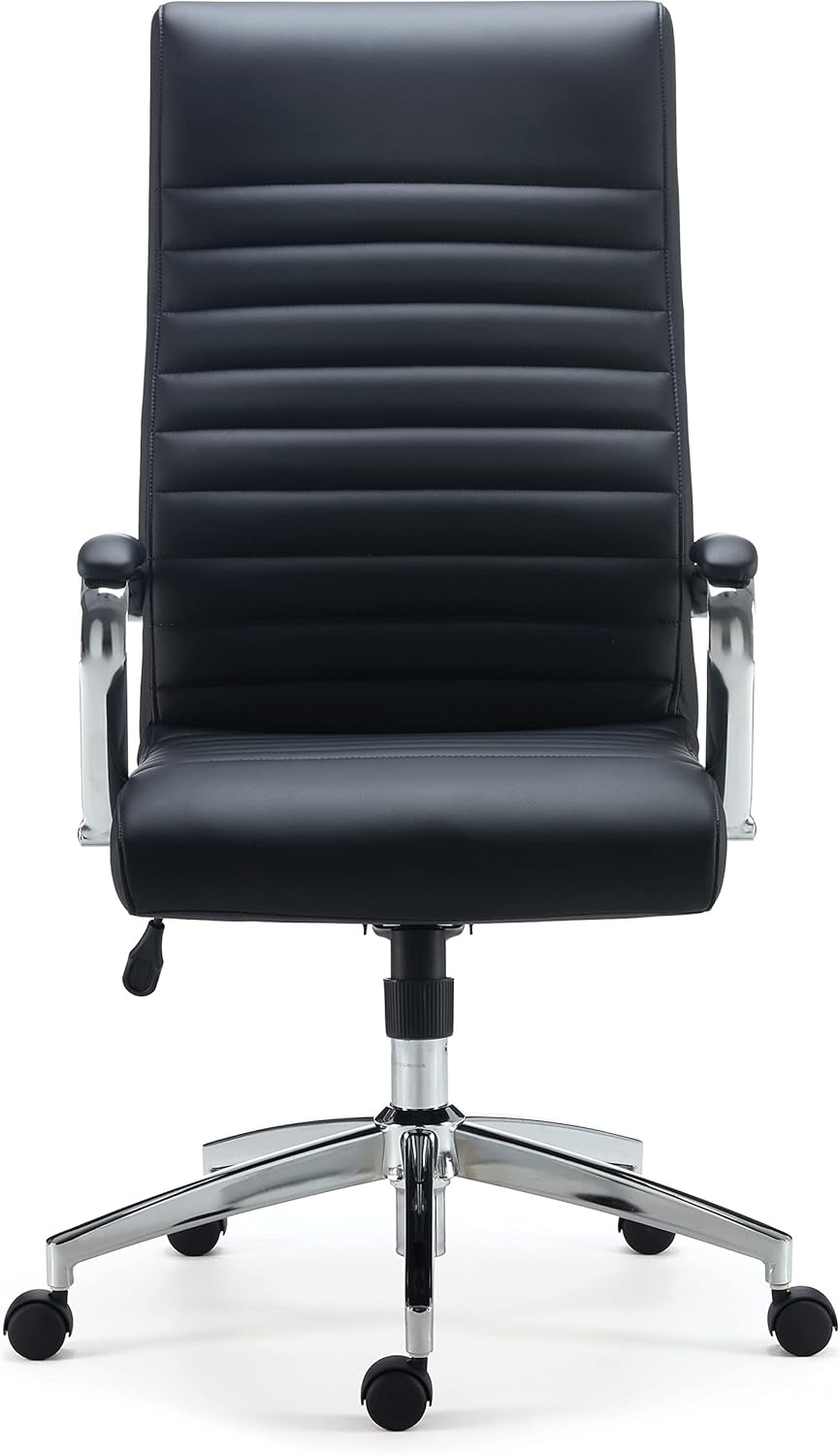 image:imageSTAPLES Bentura Ergonomic Manager amp Executive Office Chair High Back Swivel Adjustable Height Bonded Leather Black