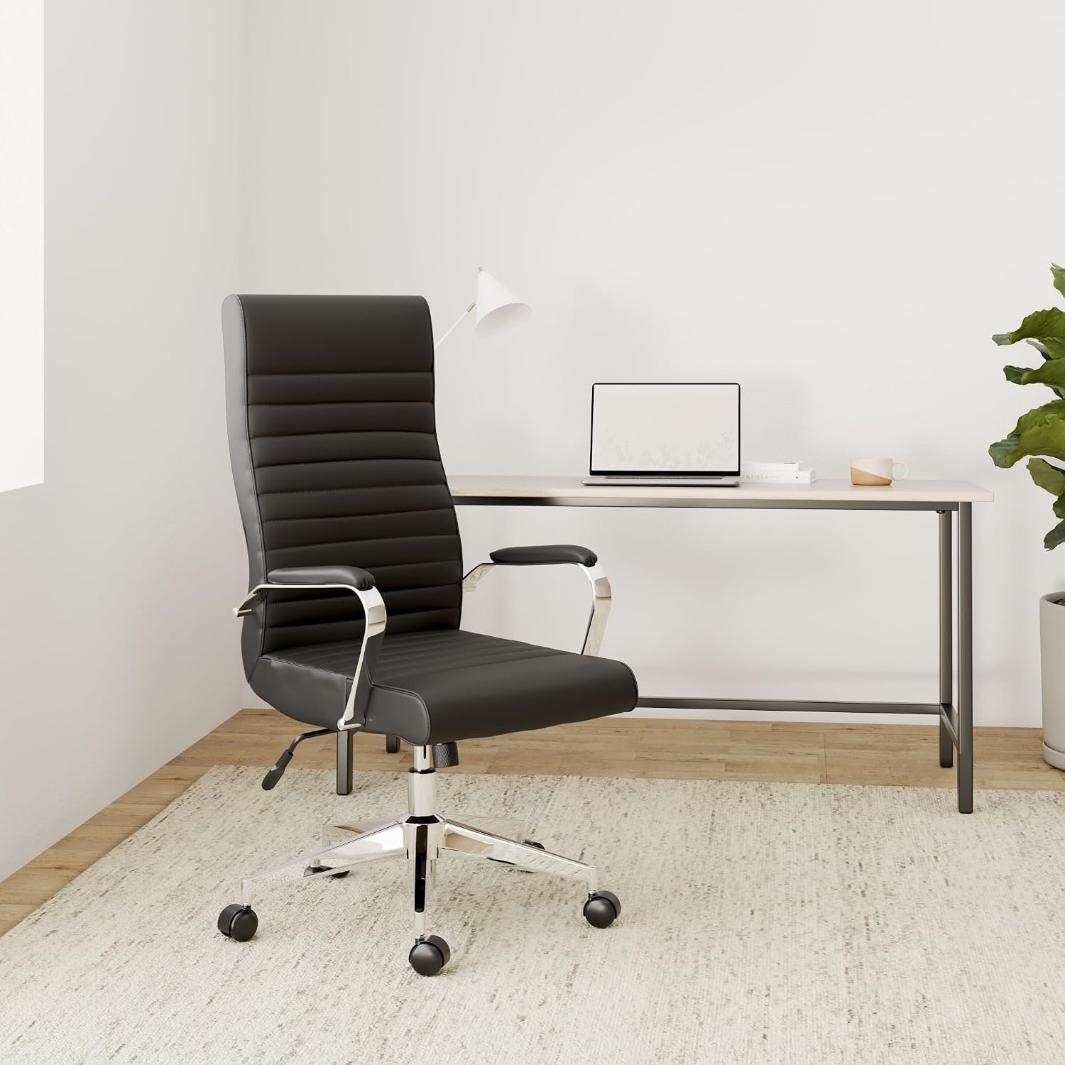 image:imageSTAPLES Bentura Ergonomic Manager amp Executive Office Chair High Back Swivel Adjustable Height Bonded Leather Black